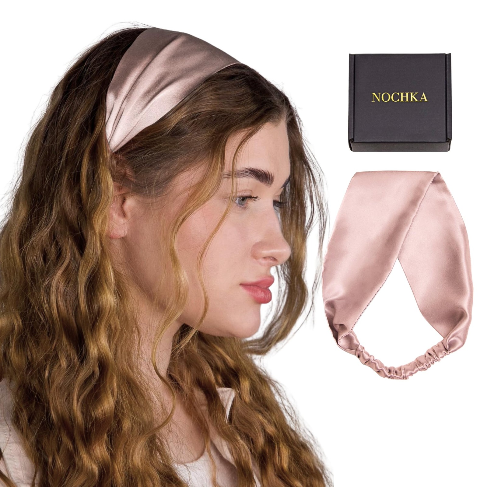 100% Pure Mulberry Silk Headband – Elastic Flat Hair Wrap Accessory for , Sof…