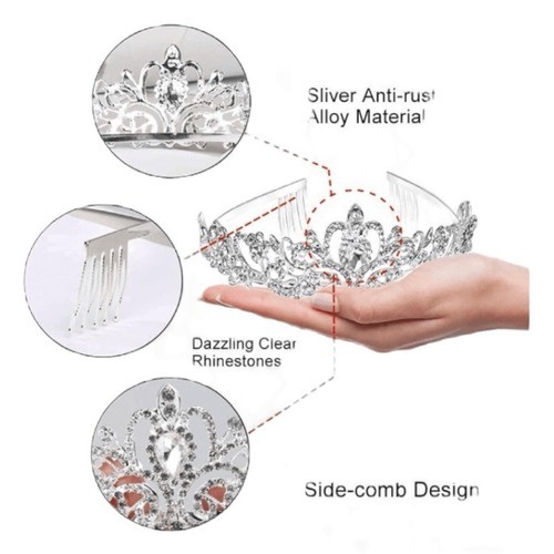 Bridal Silver Crystal Bridal Tiara Crown Headband Princess Elegant Crown Combs