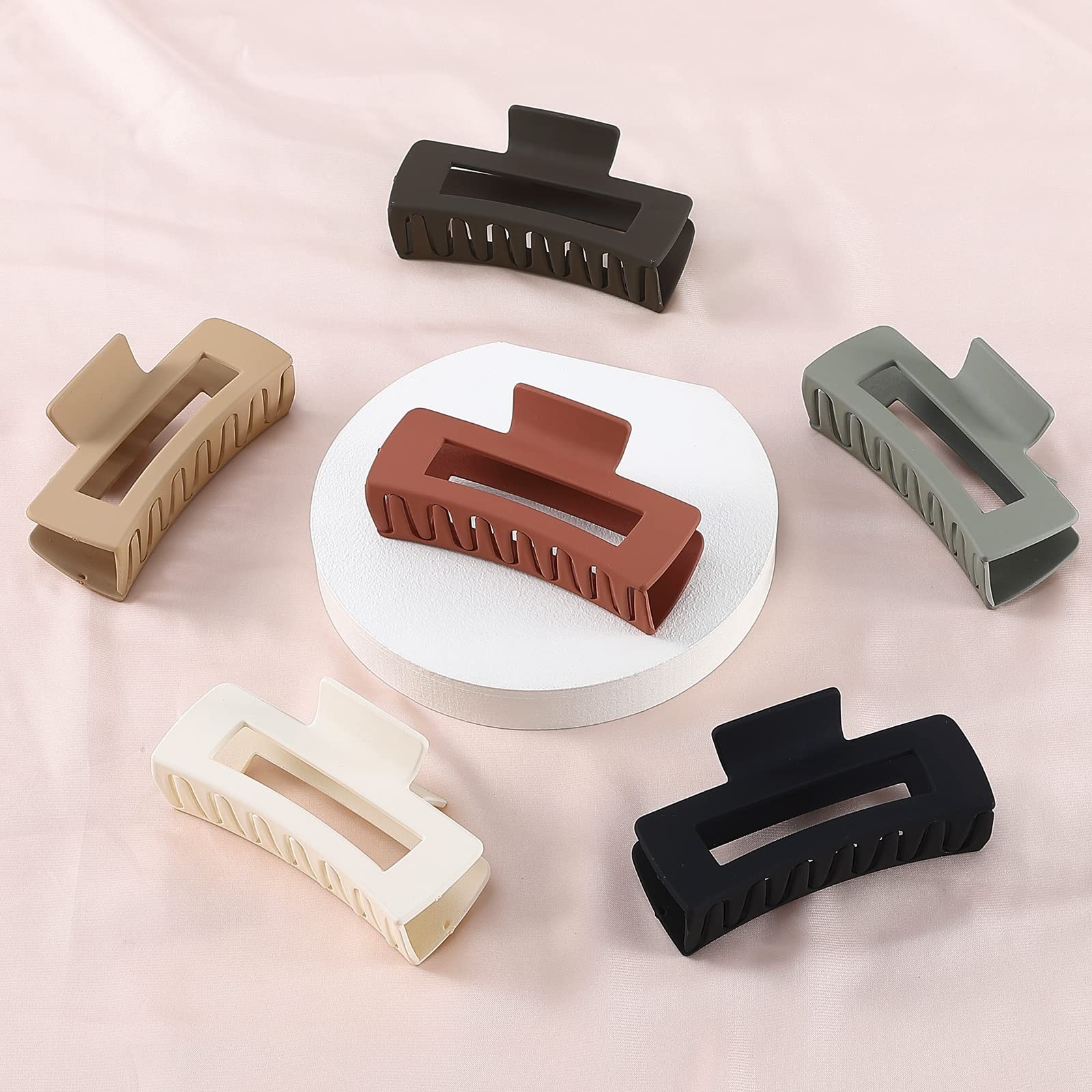 Sisiaipu 4 Inch Big Hair Claw Clips 6 Pcs Large 6 Count (Pack of 1), Brown