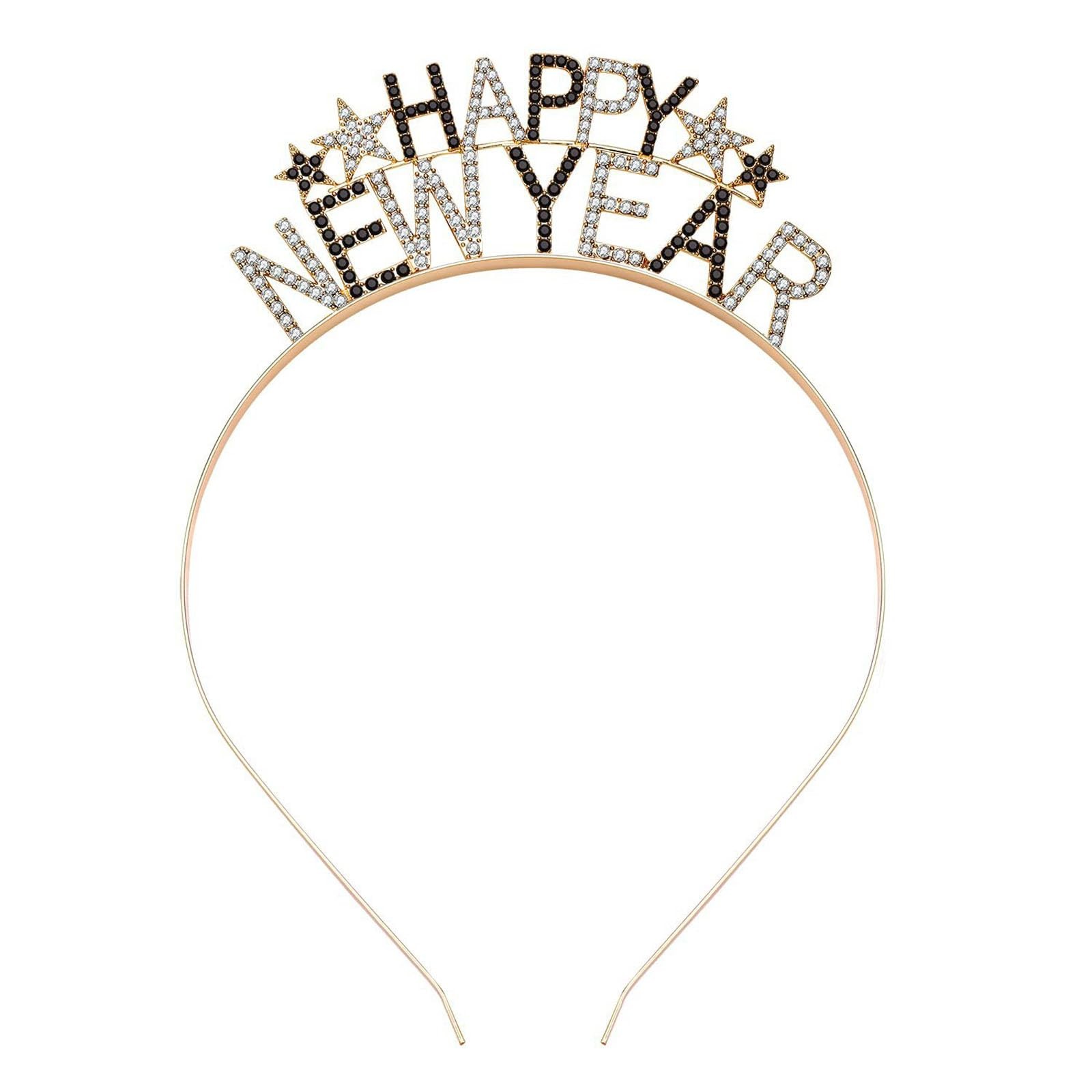 Silver Rhinestone Happy New Year Headband Holiday Party Decoration Accessory