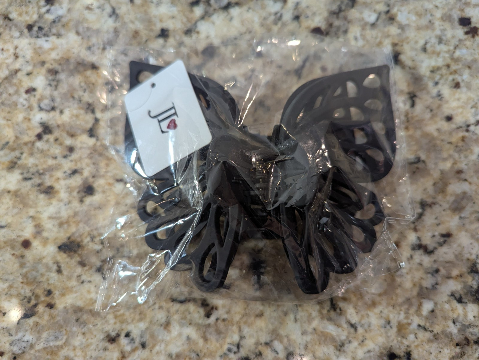 2 Pack JL 6″ Girls Large Butterfly Hair Claw Clip Black Tan