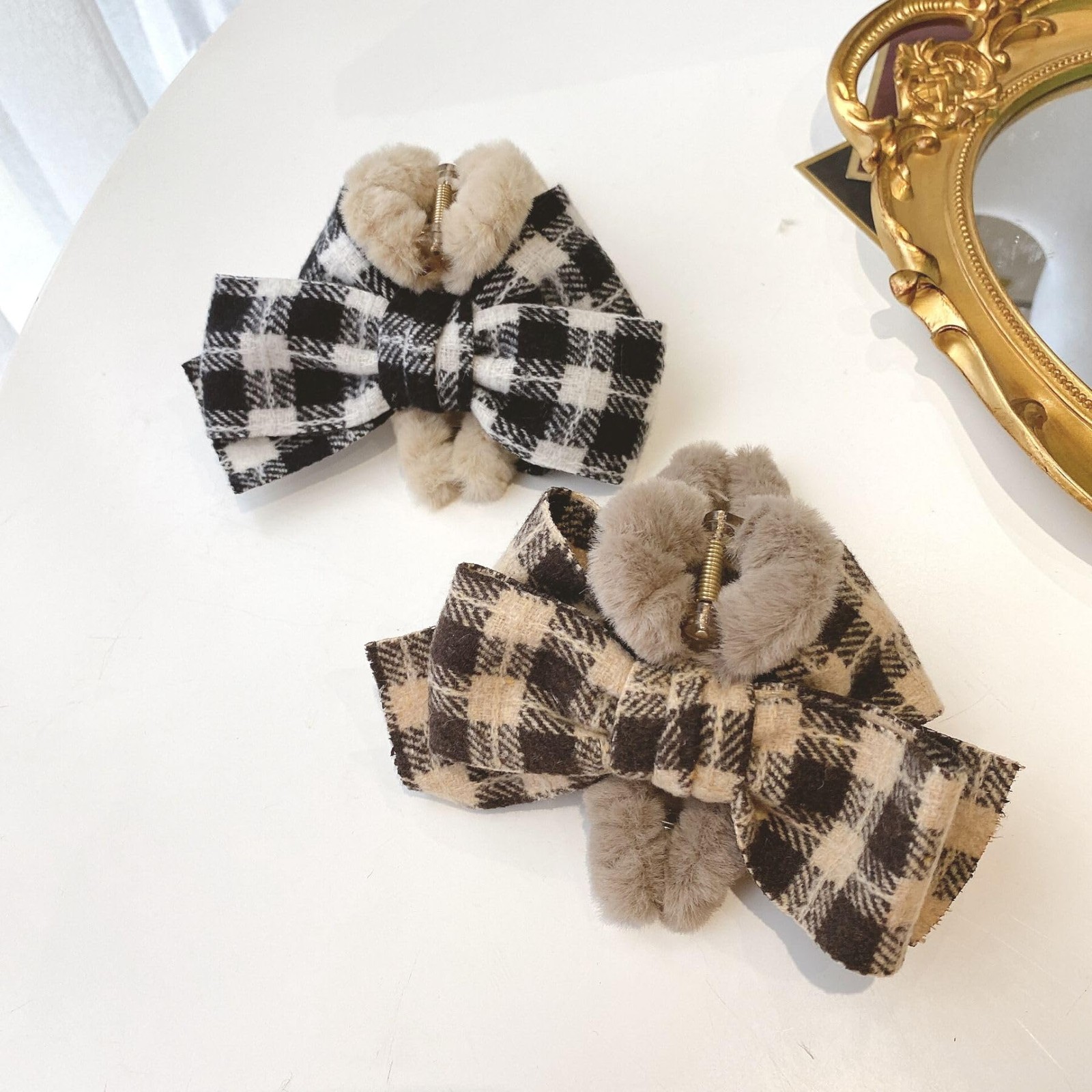 Cute Furry Claw Clips For Curly Hair Elegant Fluffy Plush Faux Fur Large Clip