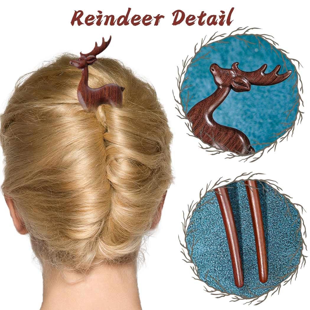 Outyua 2PCS Wooden Hair Sticks French Twist Hair Pins Sandalwood Vintage Chig…