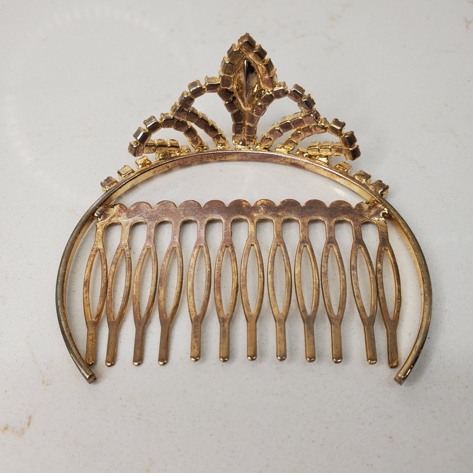 Hair Comb Rhinestone Crown Bun Decoration Marquis Cut Main Princess Queen Royal