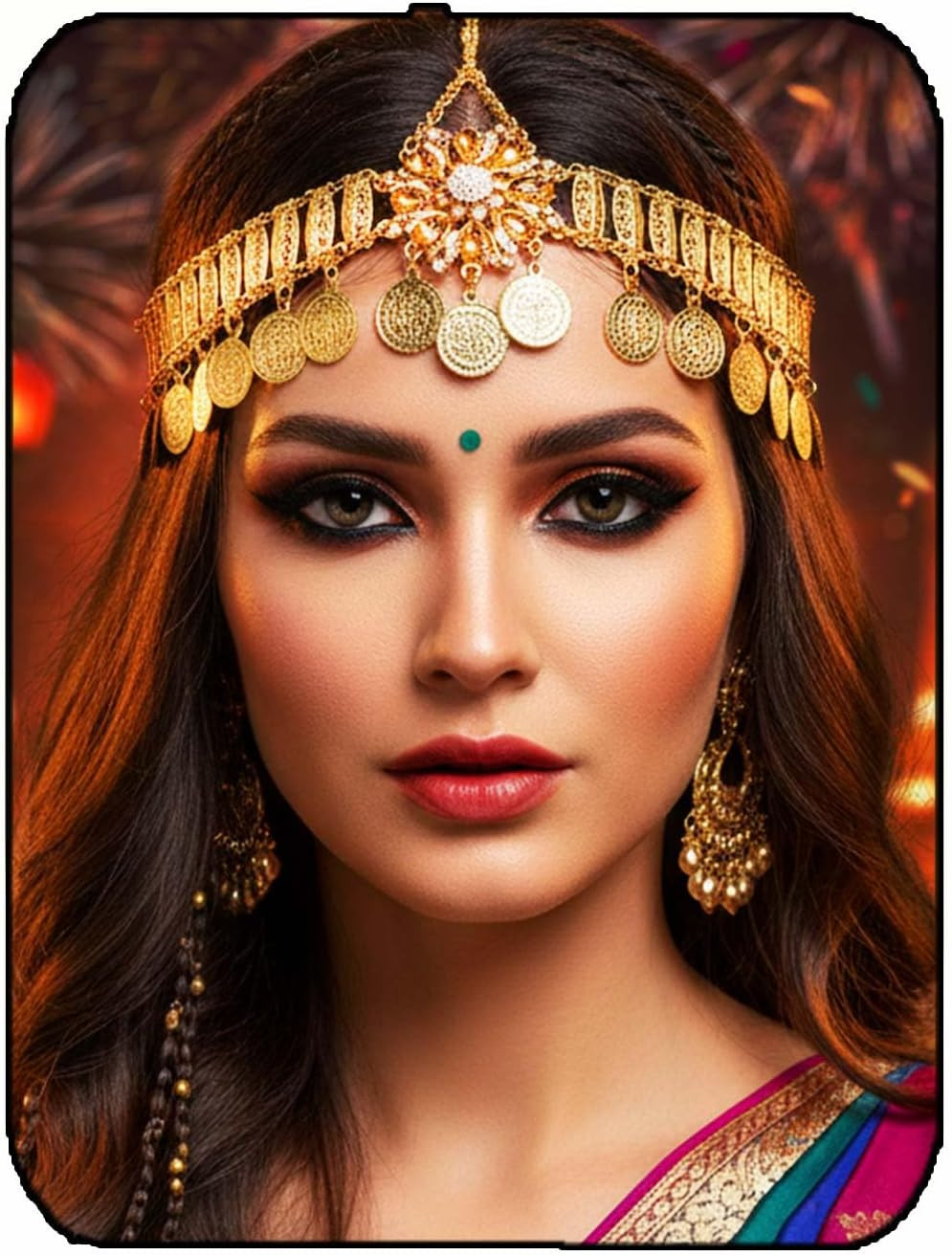 Gold Head Chain Jewelry Coins Boho Headpiece Festival Costume Hair Accessories f