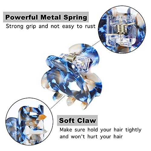 6Pcs Mini Hair Clips Small Hair Claws for Hair Flower Color&Light Red&Blue