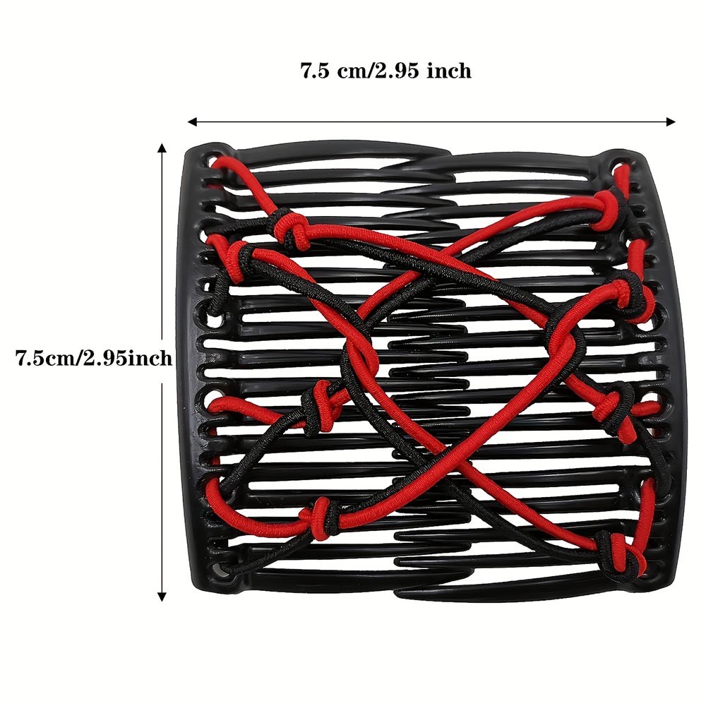 Stretchable Secure-Grip Comfortable 6-Piece Adjustable Elastic Double Hair Combs