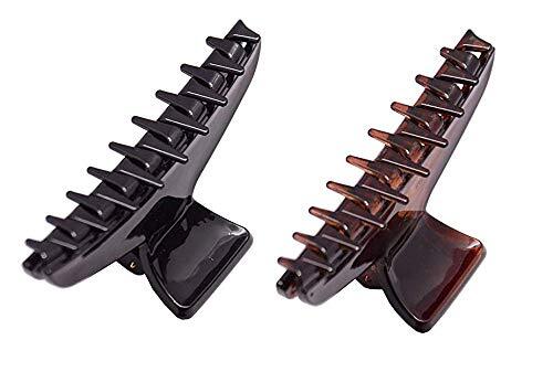 Parcelona French Pinch Tortoise Shell and Black Celluloid Hair Claws for Women