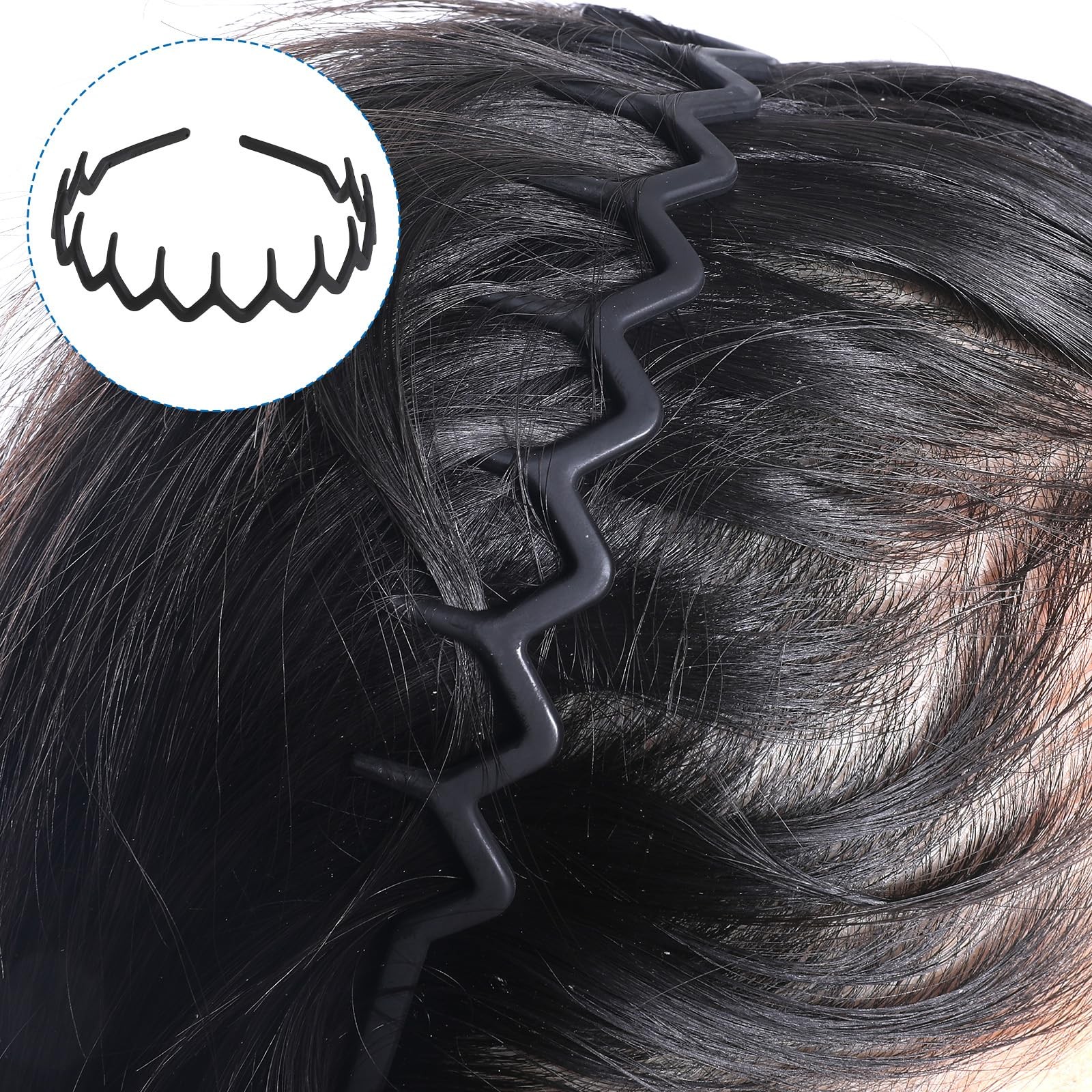 4 PCS Headband with Teeth, Zig Zag Headbands for Women Wavy Headband Black Fa…