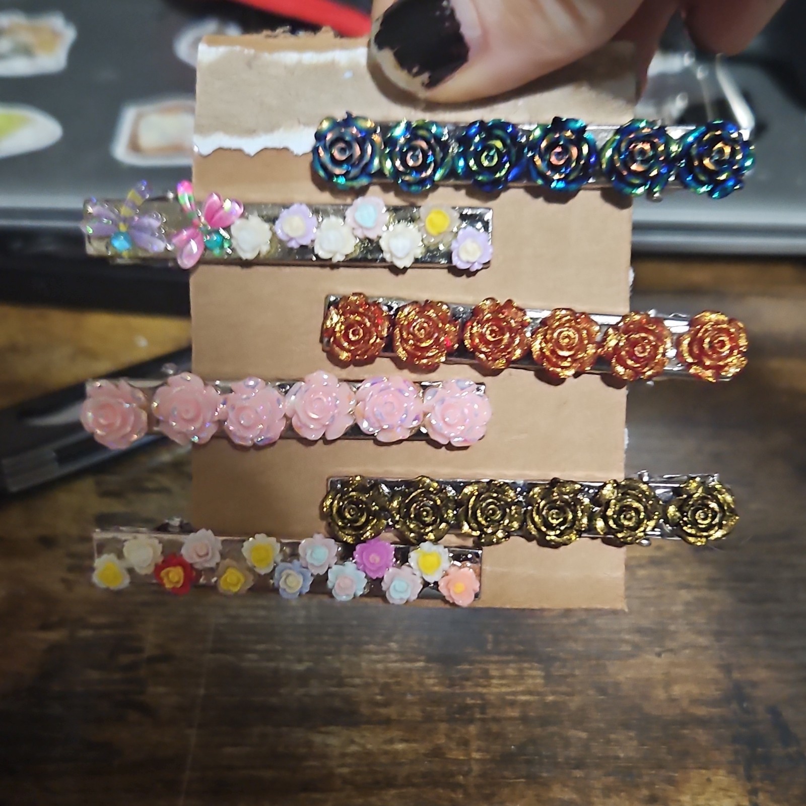 Women’s Flower Snap Hair Clips/Barrettes Decorative 6 Pack Metal/Plastic