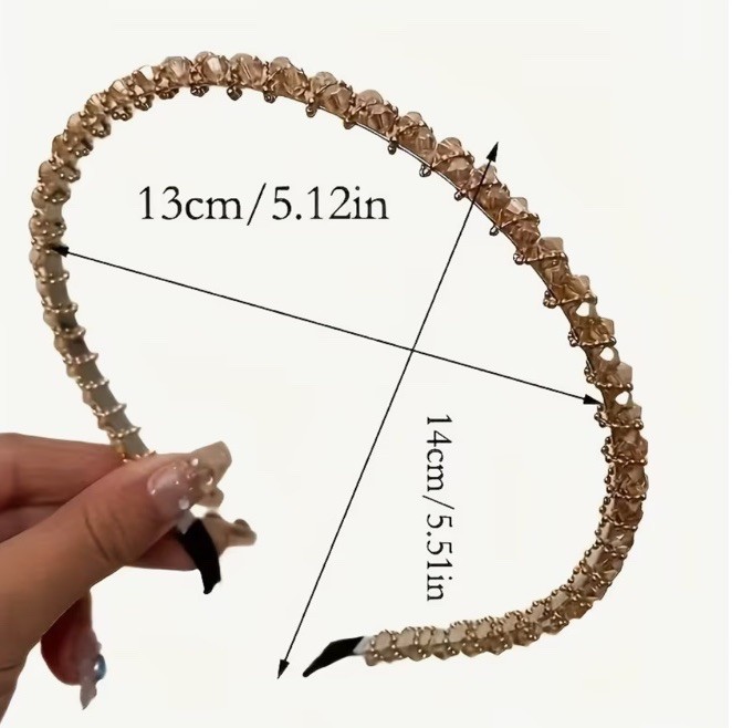 Clear Crystal Beads Headband Glamour Holiday Fashion Gold Crystal Headband