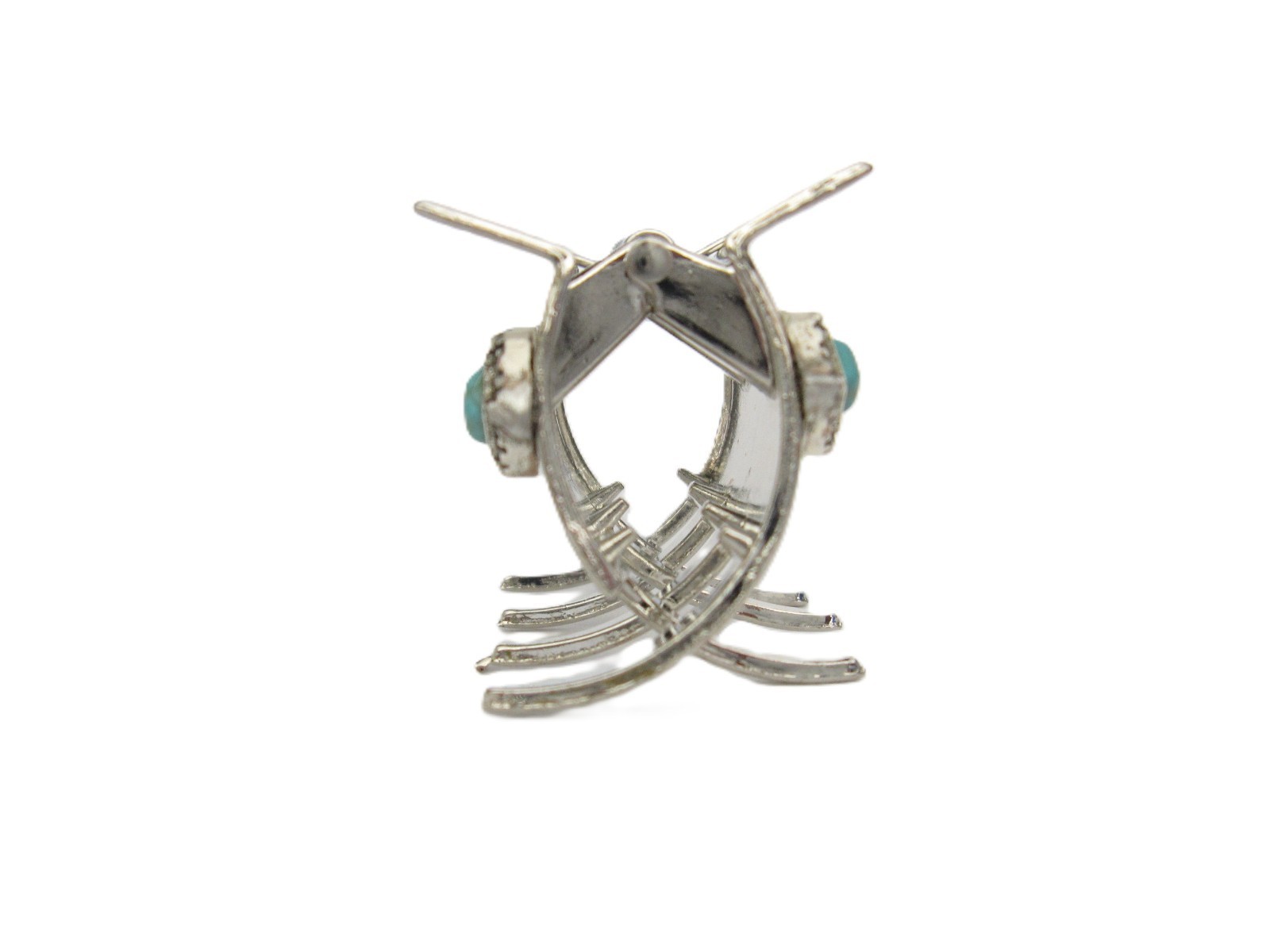 Small medium turquoise blue stone geometric metal western hair claw clip