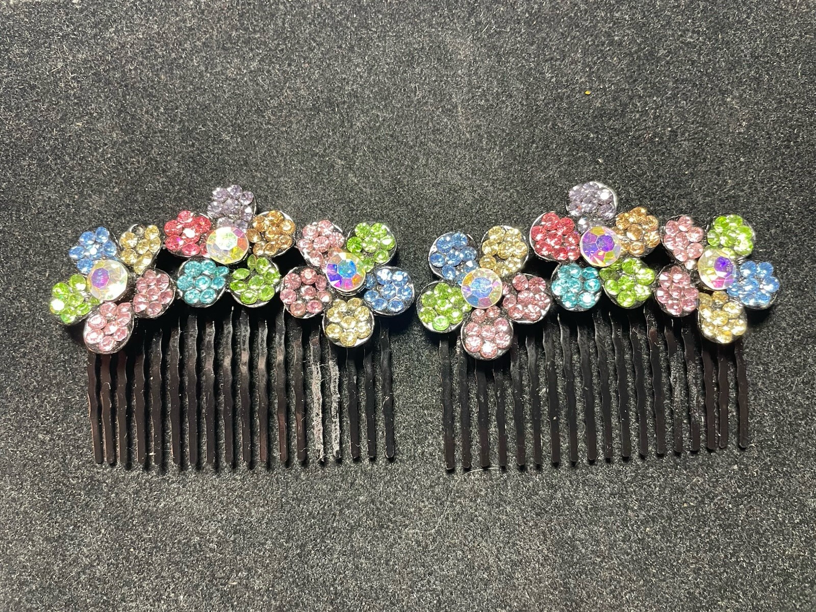Sequined Hair Comb Black With Jewel Toned Sequins New