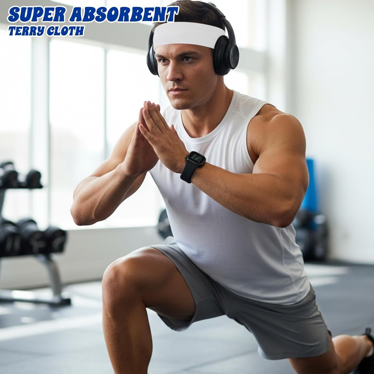 6pack Sports Headband Yoga Gym Sweatband Women Men Hair Bands Same Day Shipping