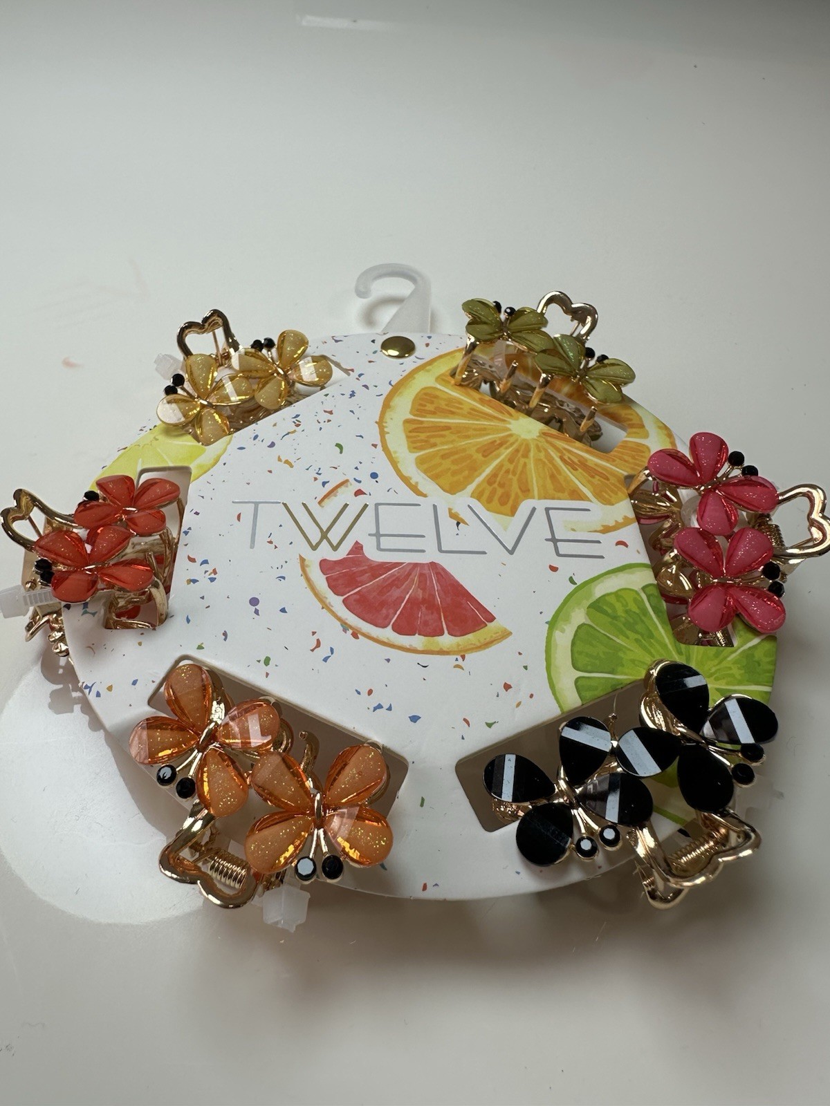 Twelve Women’s Flower Hair Claw Clips Set of 6 Multicolor Floral Metal