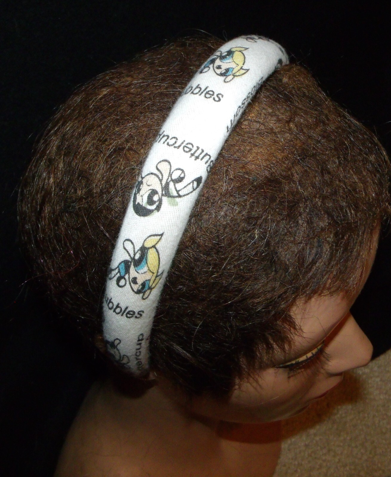 Rare Vtg Y2K POWERPUFF GiRLS white fabric padded plastic headband woman girl OS
