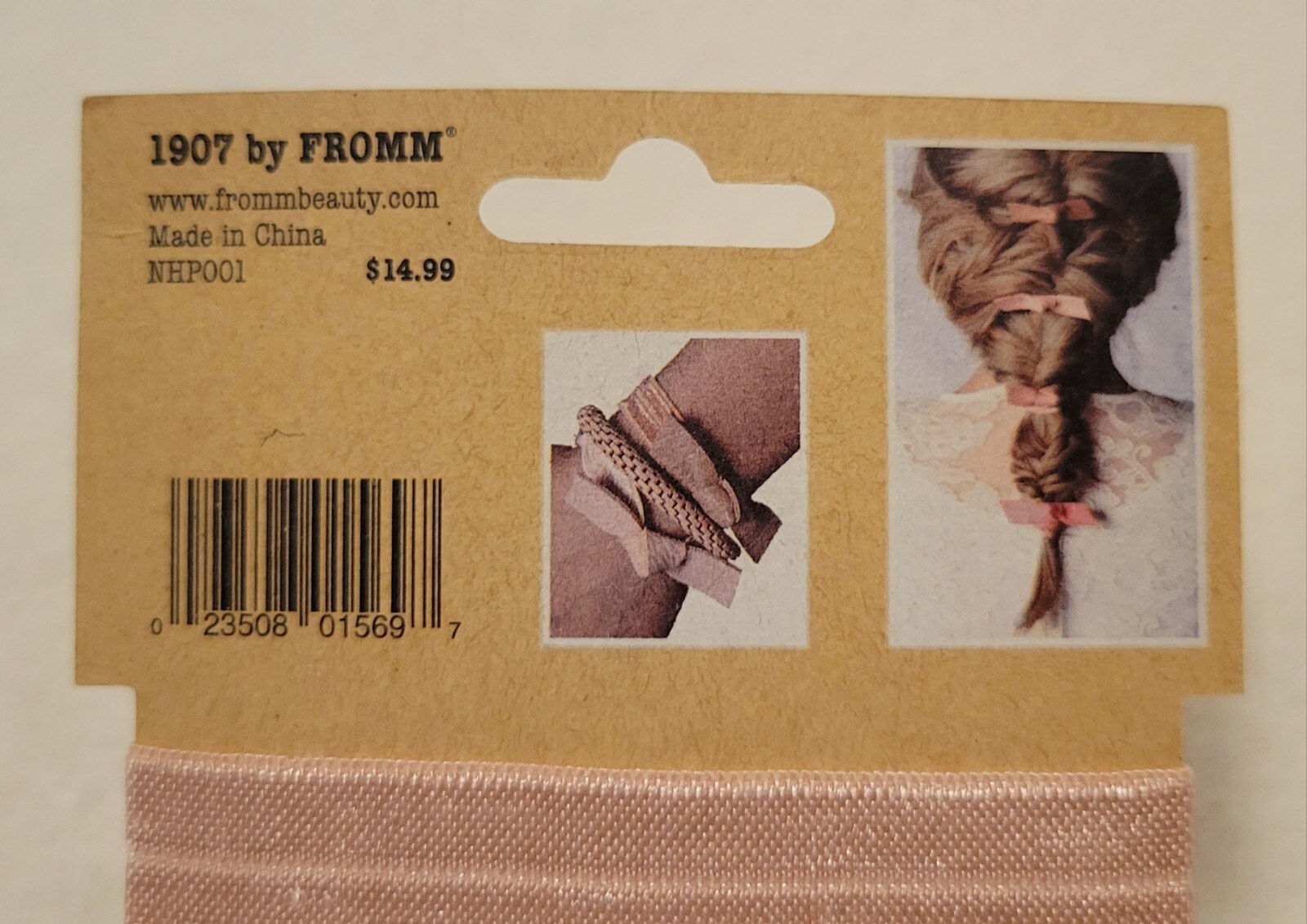 Fromm 1907 Bow Knot Hair Ties Vegan Leather Fold Over Elastic Pink Nude 8PC