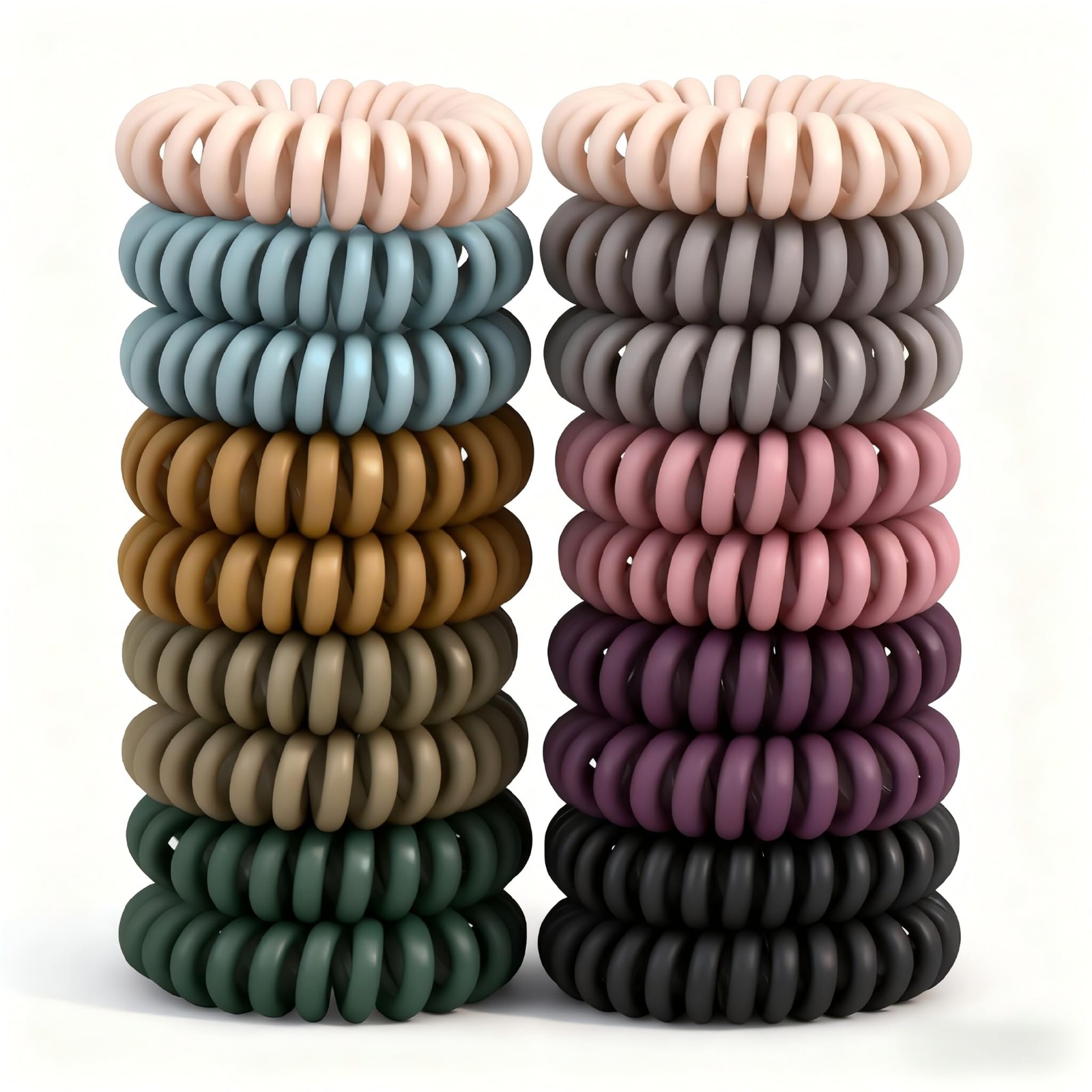 TIZZYT Hair Ties18Count Vintage matte color Spiral Hair Ties, No Crease,Suitable