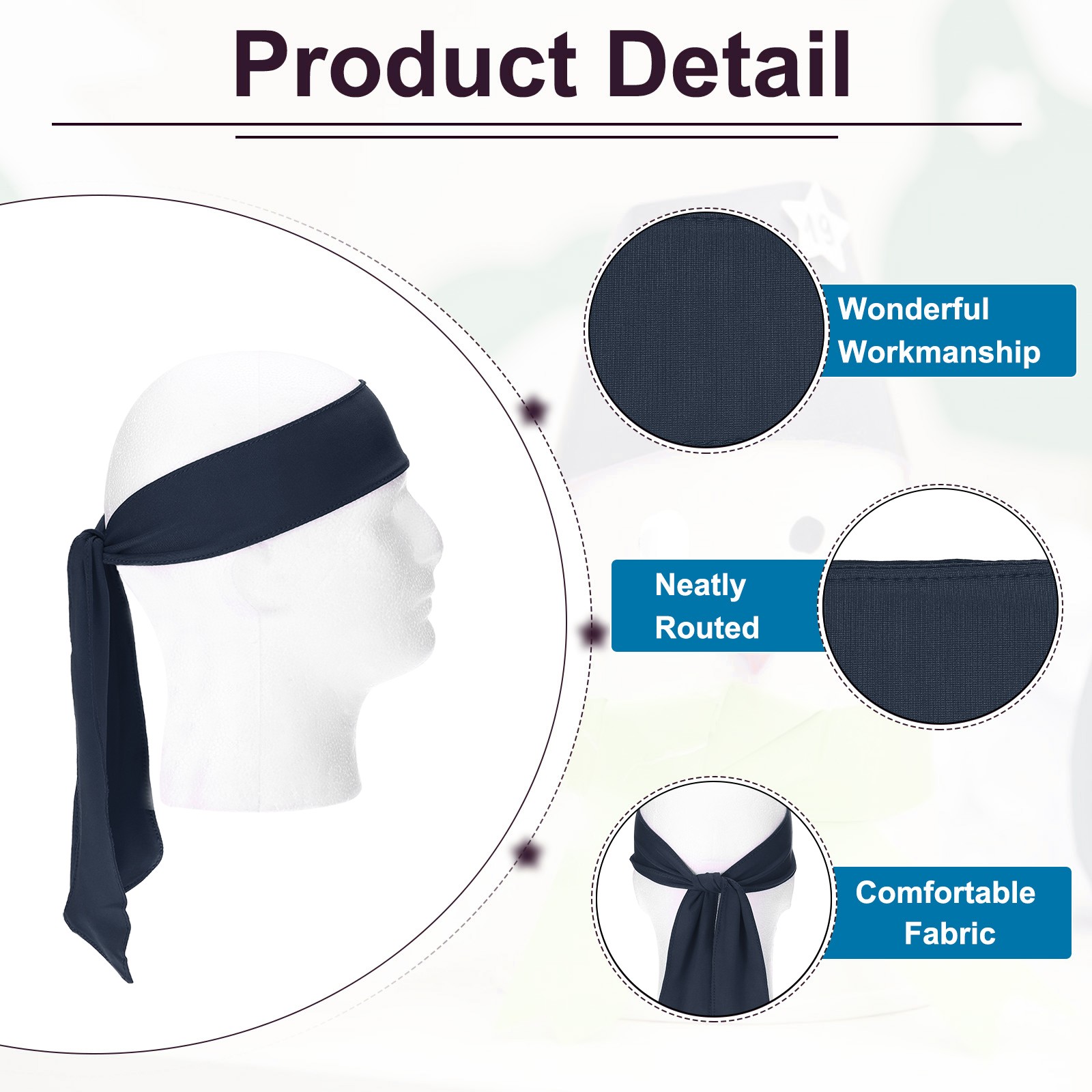 14 Pcs Sapphire Blue Head Ties Headbands Sports Tie Back for Men Women Running
