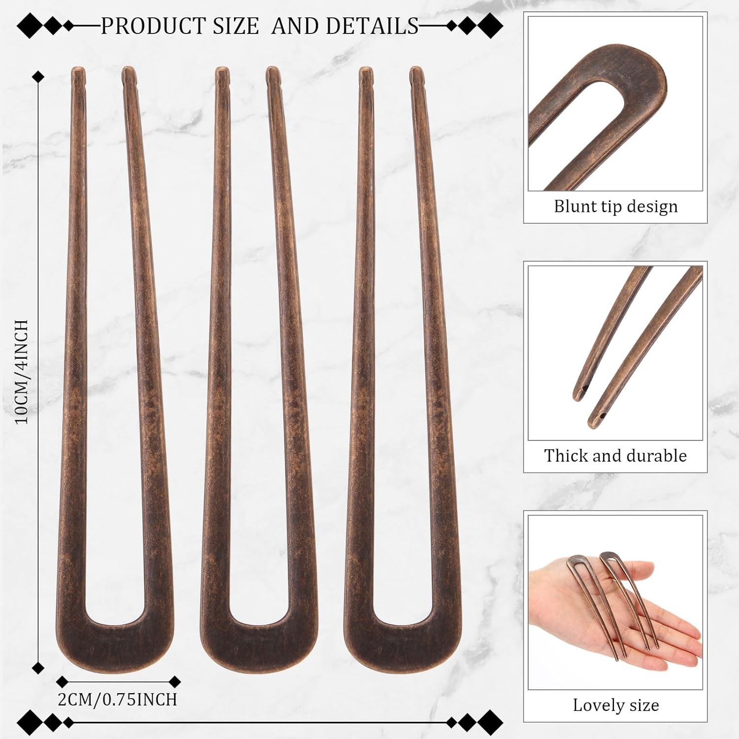 WILLBOND 6 Pcs French Hair Pins for Women French Twist Hairpins 4 Inch Metal Hai