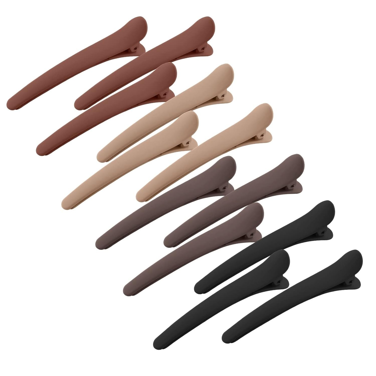 Hair Clips for Styling, 12 Pcs Non-Slip Colorful Plastic Duckbill Alligator Hai