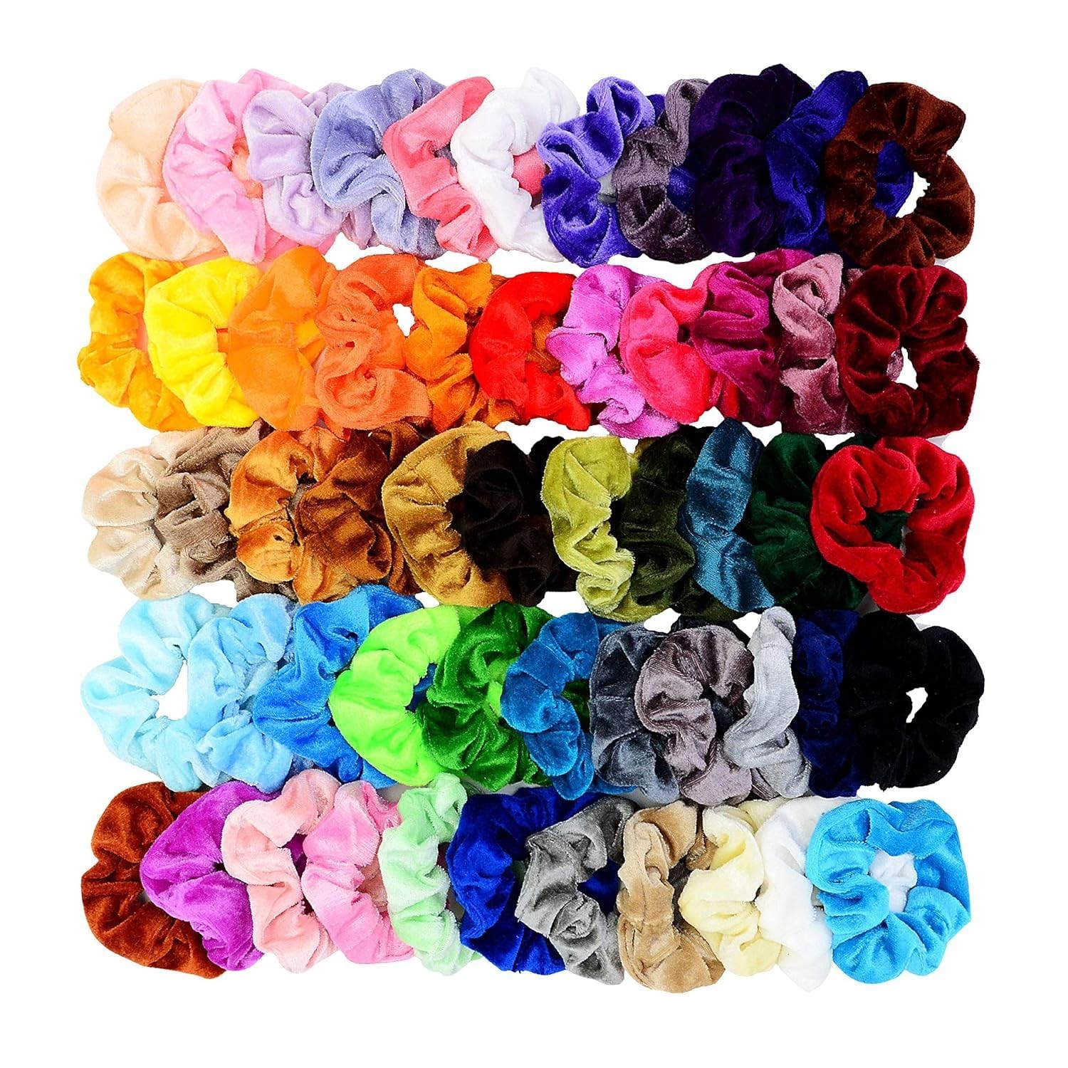 55 Pcs Premium Velvet Hair Scrunchies Elastics Bobbles Hair Bands Scrunchy