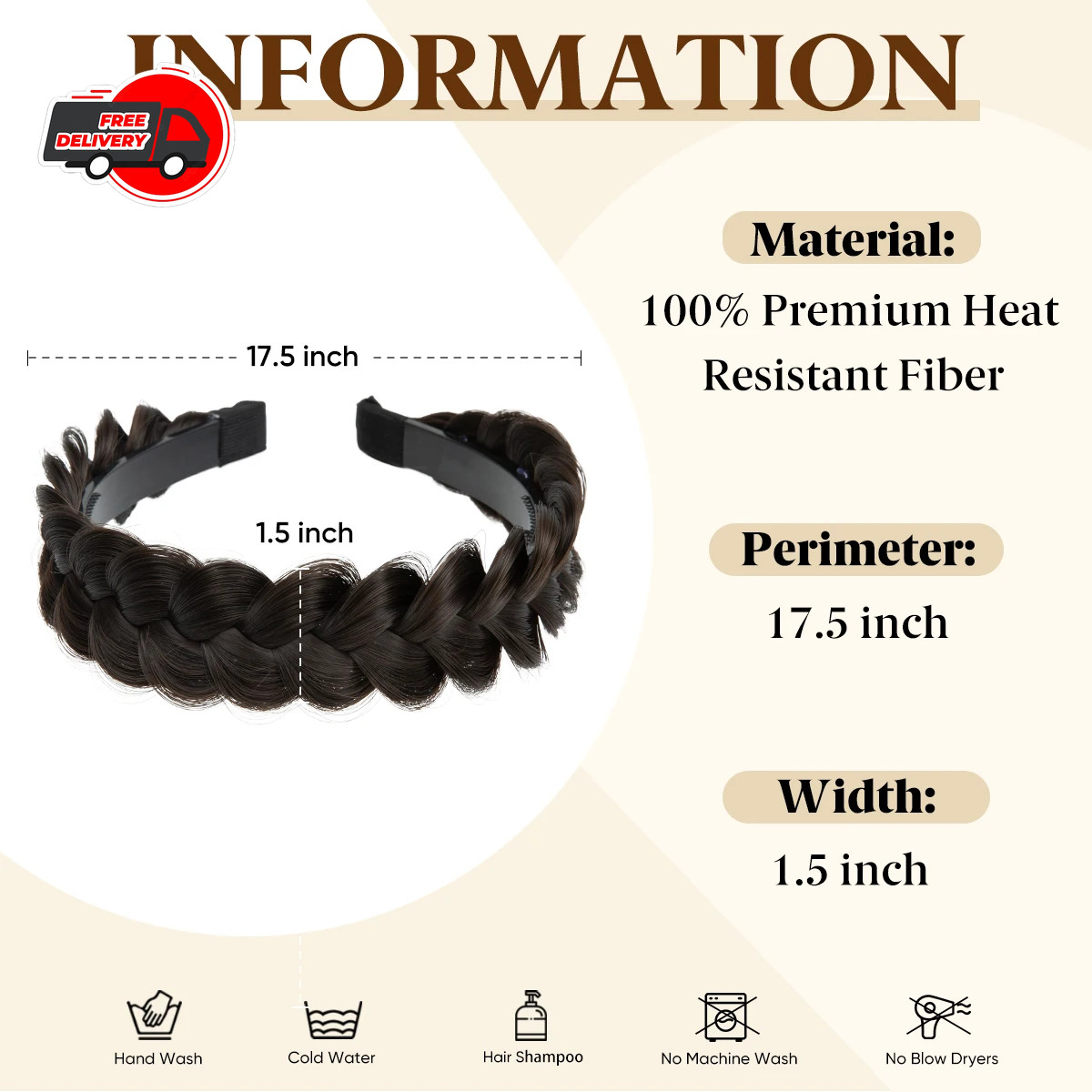 Headband Synthetic Hair Plaited Headband Braid Braided & Teeth Hair Band Beauty