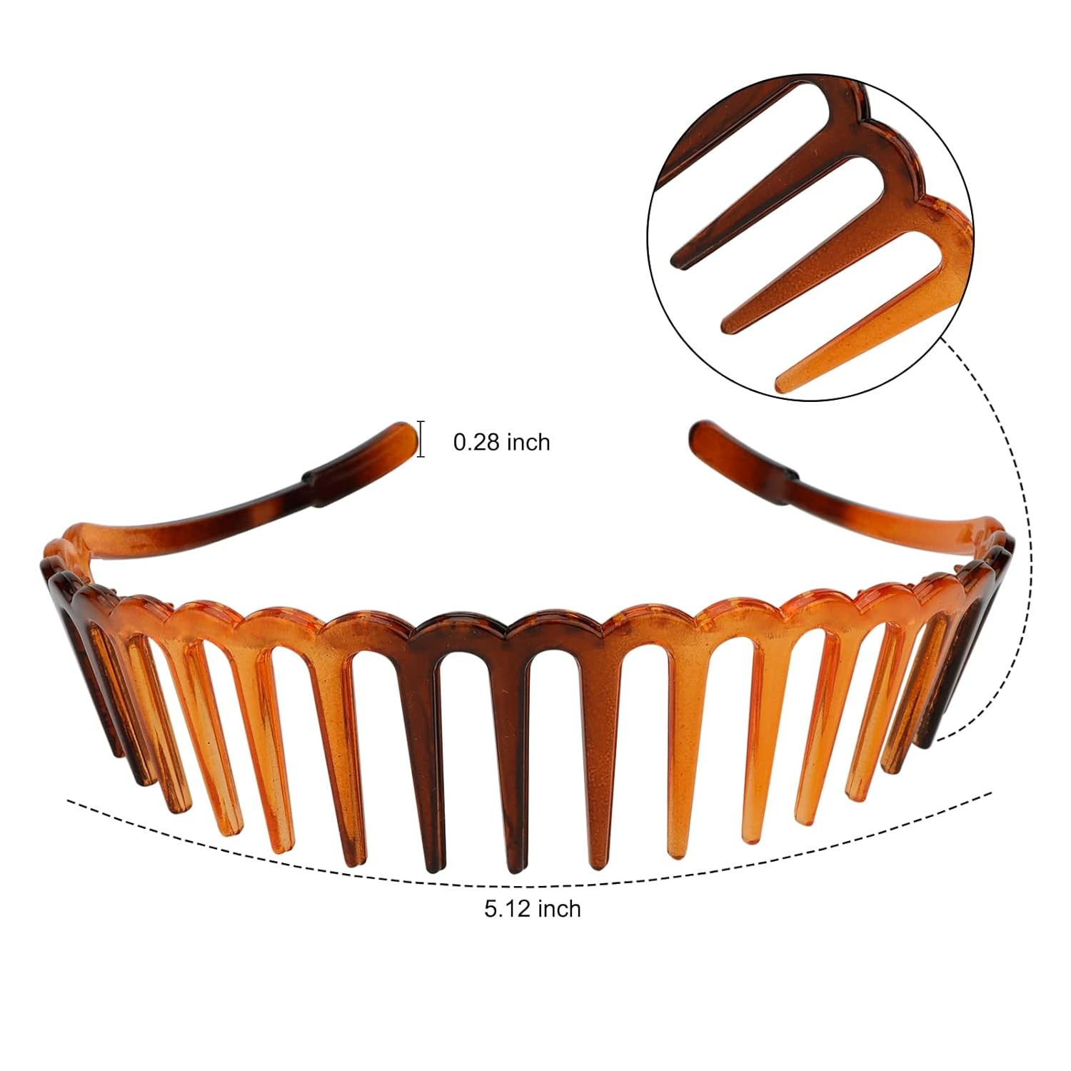 6 Pack Zig Zag Shark Tooth Hair Comb Headbands for Women Plastic Hair Bands Hair