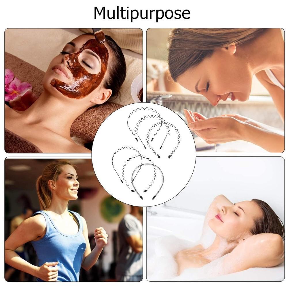 6PCS Metal Hair Headband Wave Style Hoop Band Comb Sports Hairband Men Women