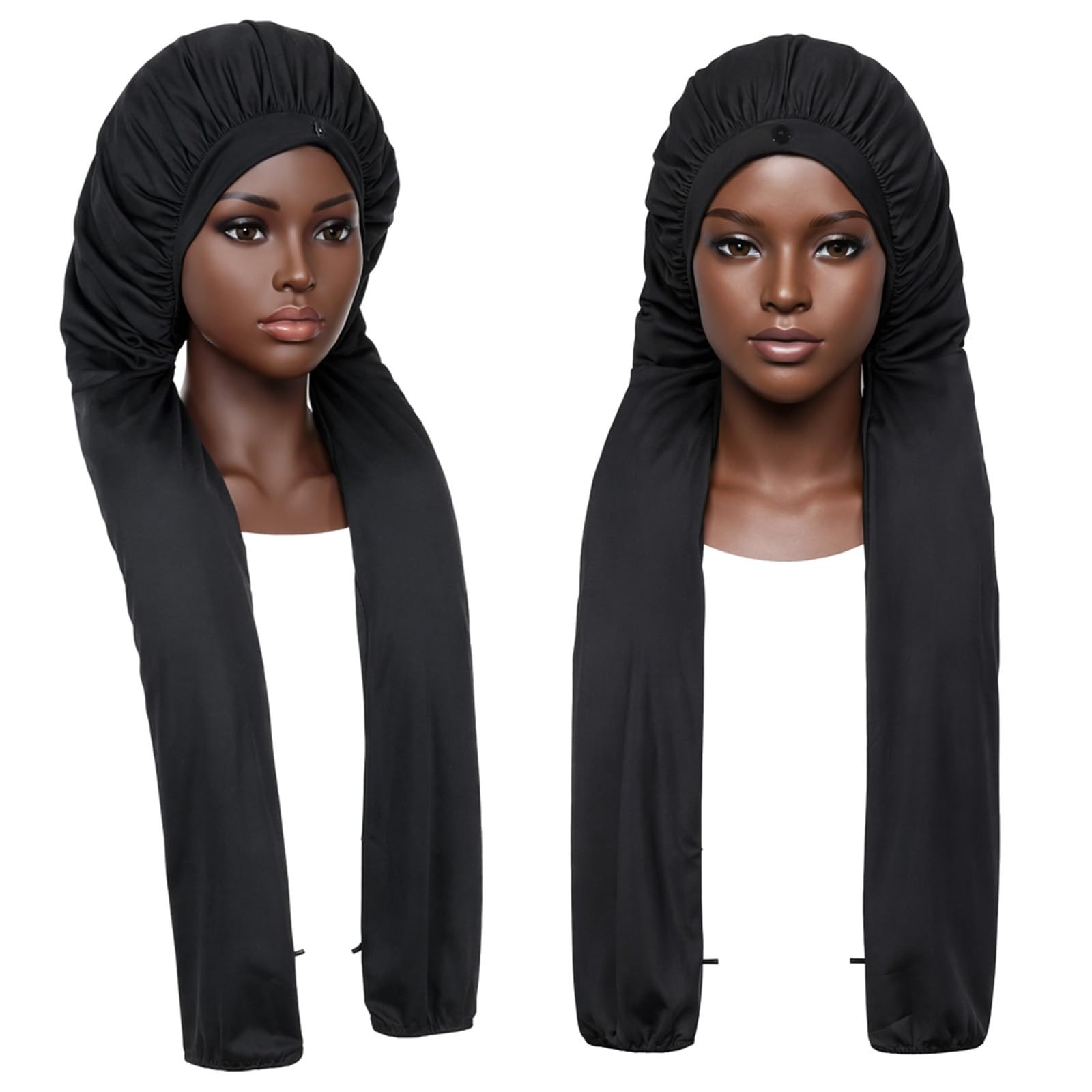 QFGasre Bonnet for Sleeping Long Satin Braids Hair One Size, Black