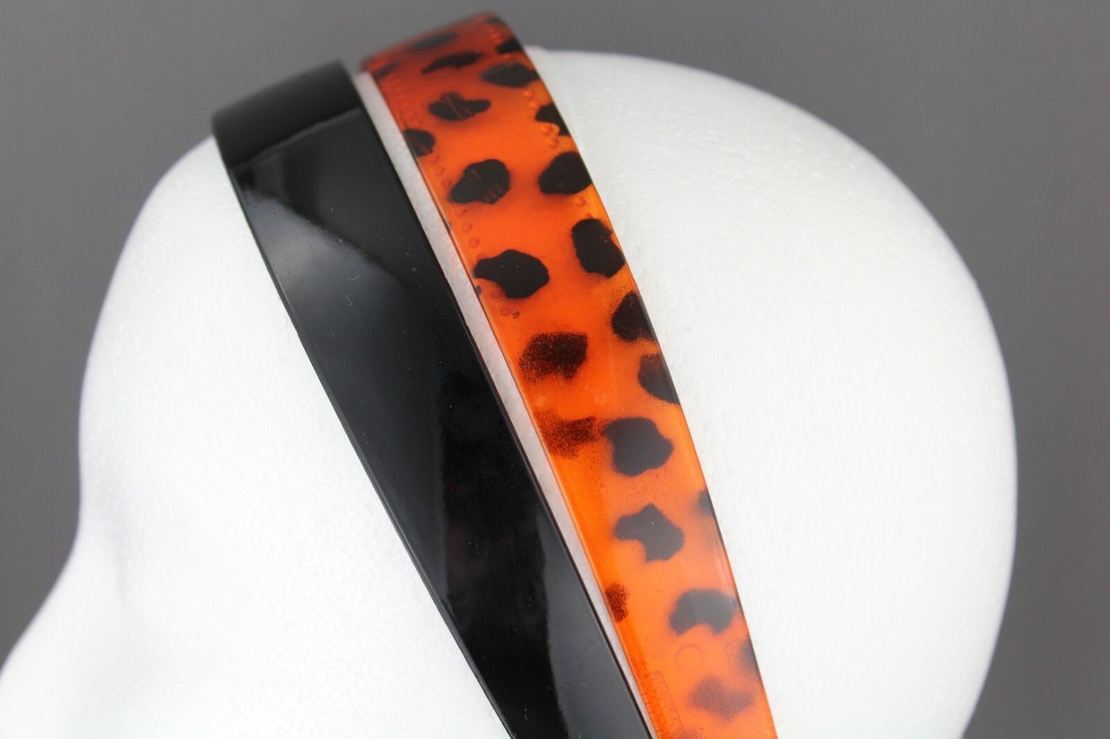 Brown Black set 2 plastic 1″ wide headband hair band grip teeth brown tortoise