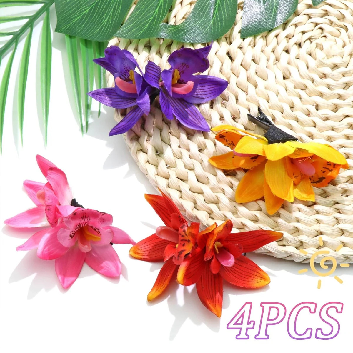 1PC/4PCS artificail orchid hair clip summer beach hair decoration.