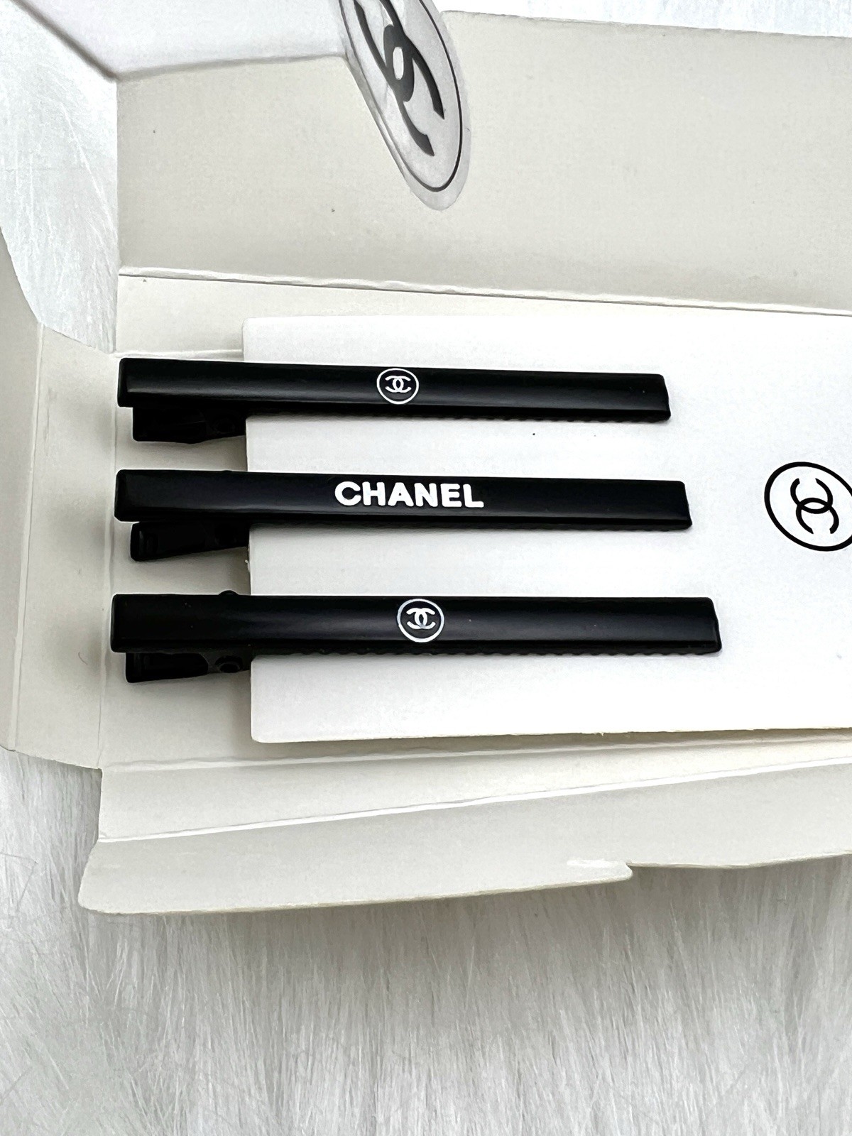 Chanel Beaute Hair Pin Clip Set Hair Accessory Limited Black 3 Pcs CC VIP NEW
