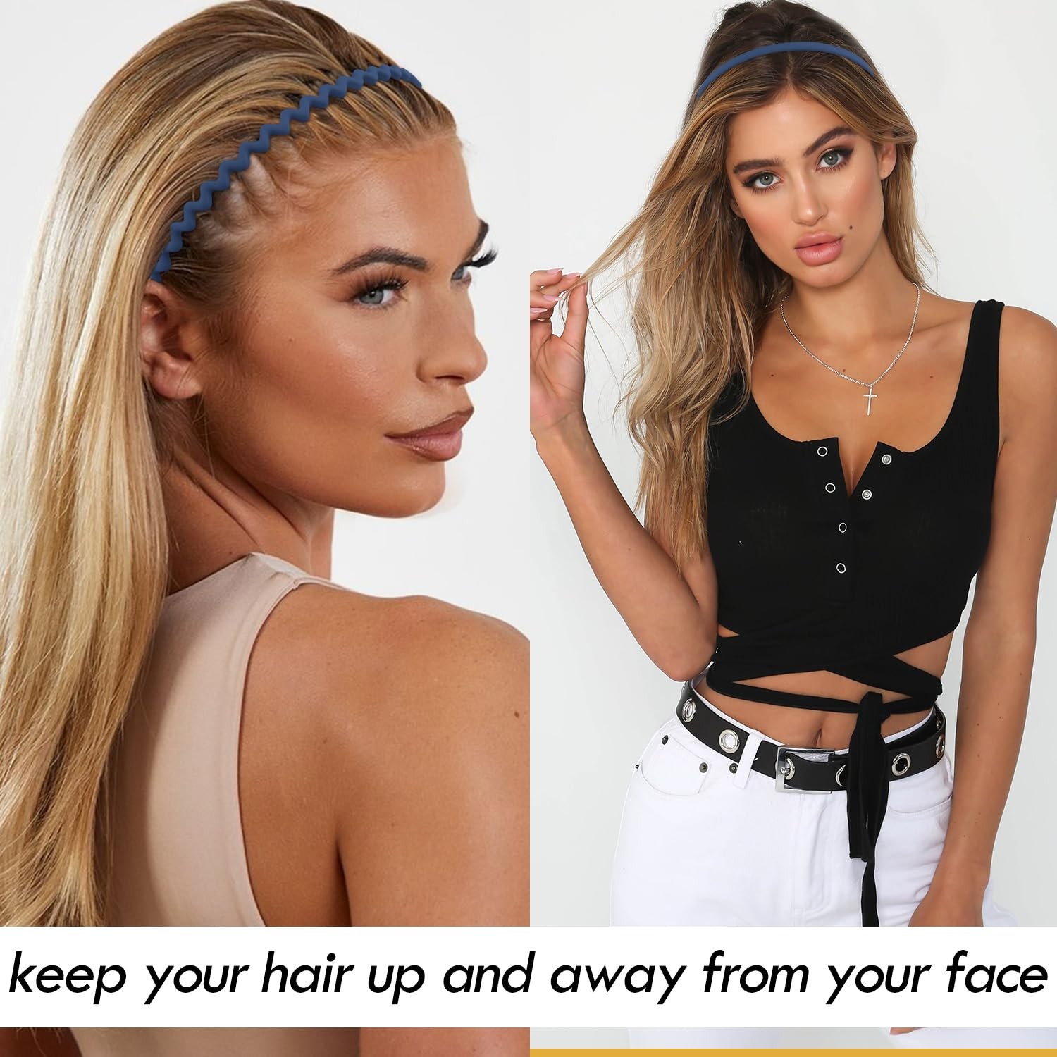 VELSCRUN 7 Pcs Different Headbands for Women 1 Count (Pack of 7), Navy Blue