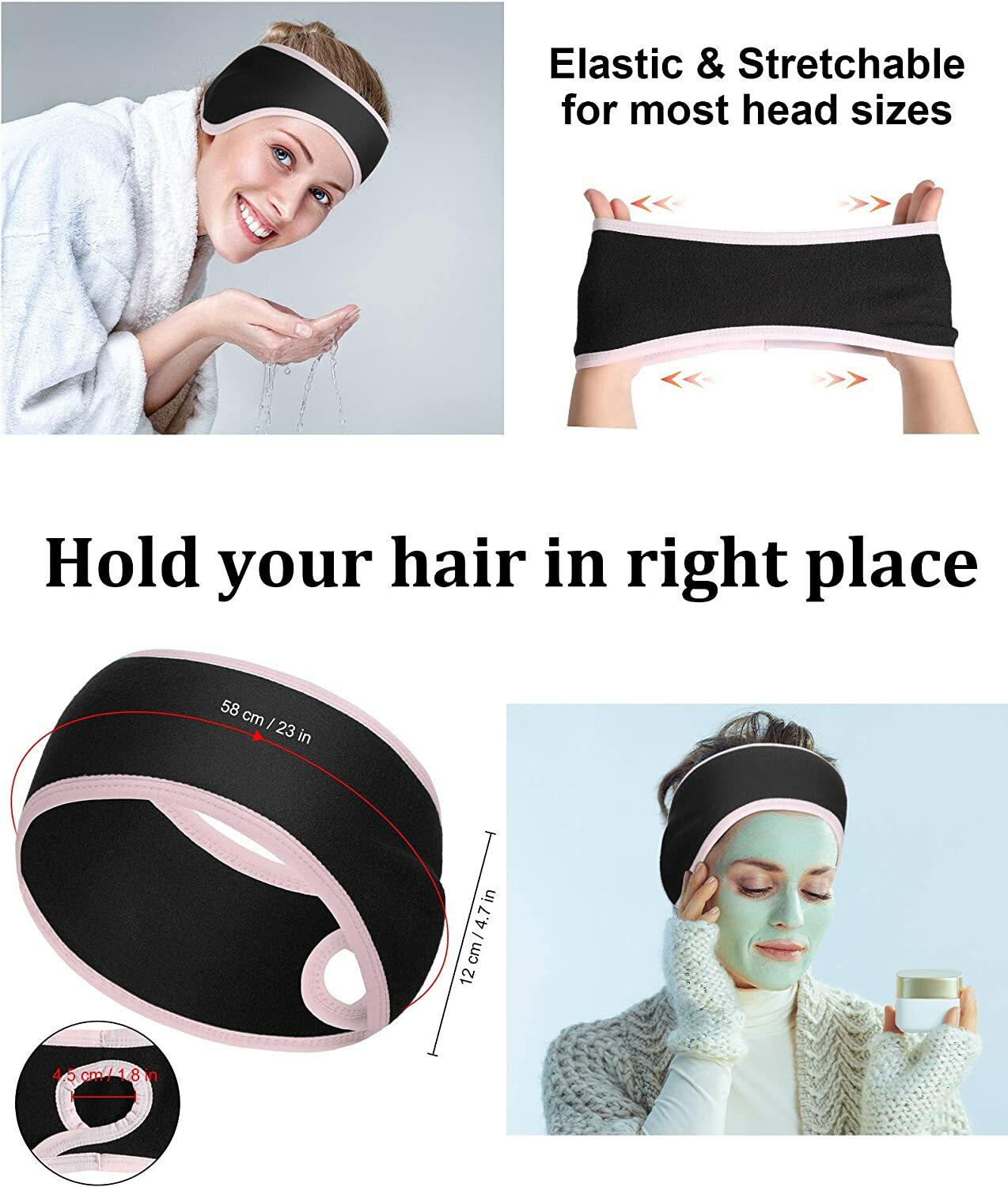 Women Ponytail Headband Fleece Earband Winter Running Moisture Wicking Headband