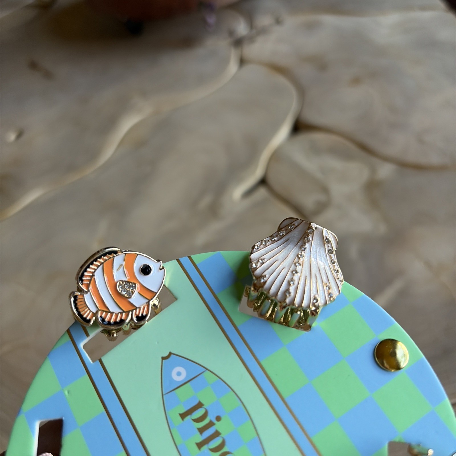Piper K Ocean Sea Life Hair Clip Fish Shark Starfish Shell Crab Enamel 6pc