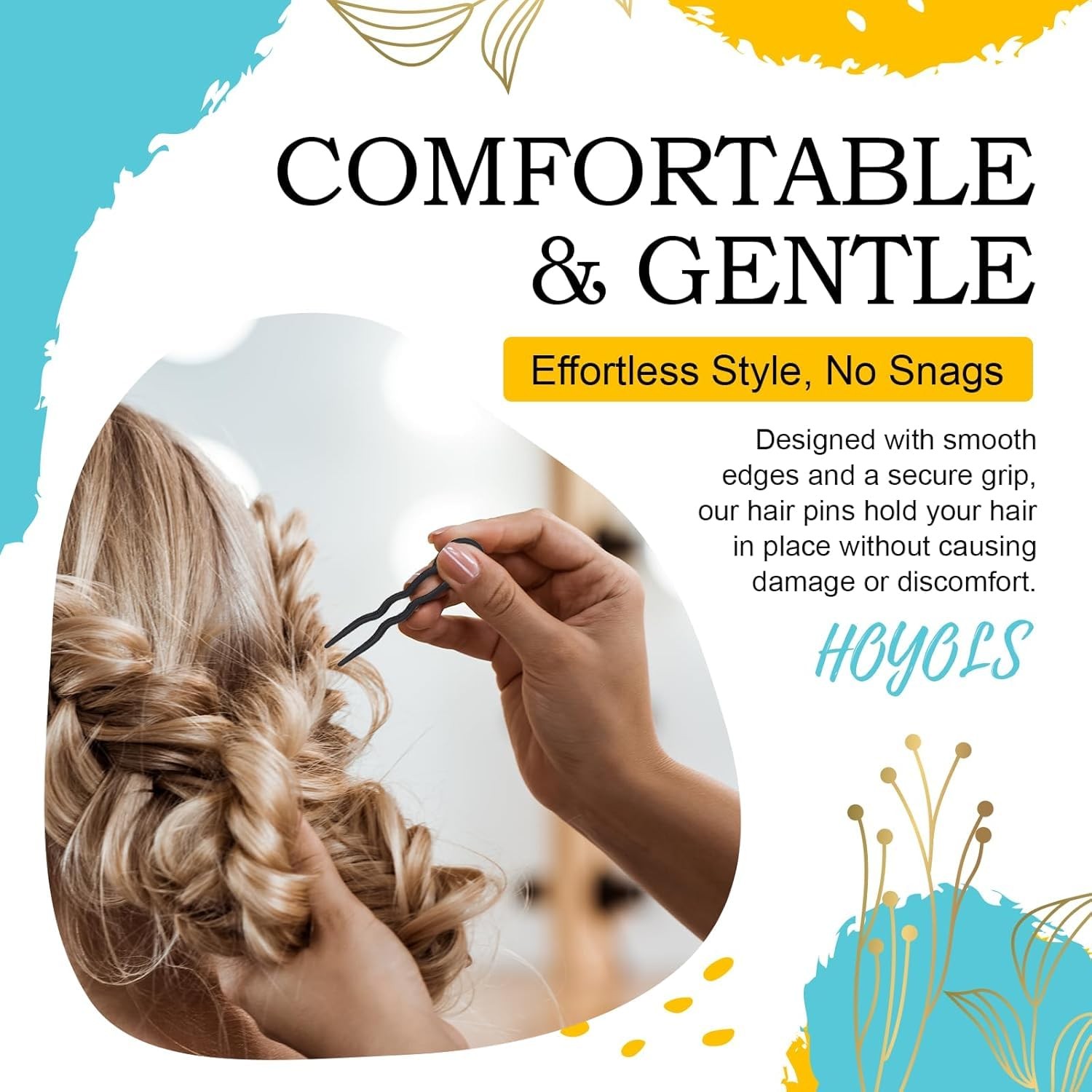 Hoyols 12 Pcs French Hair Pins for Women, 3.5 12 Count (Pack of 1), Black