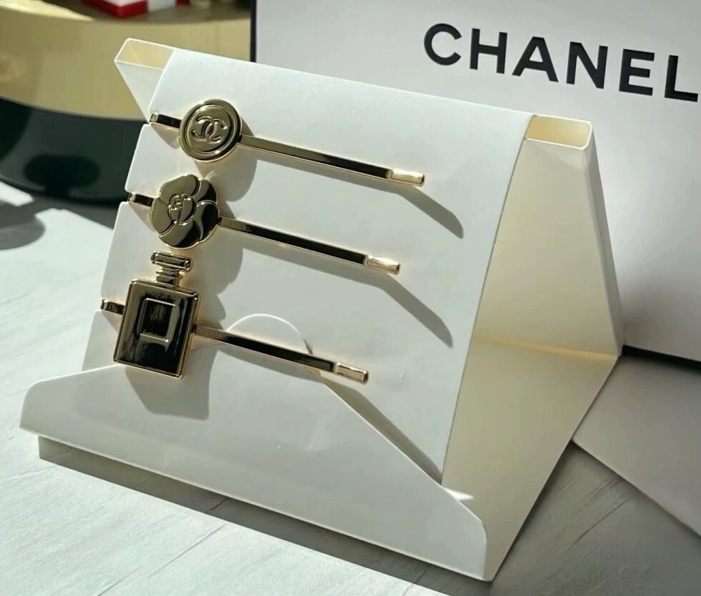 New Authentic CHANEL Hair Pins 3Pcs Set Beauty Gift Coco Logo Hair Bobby Pins
