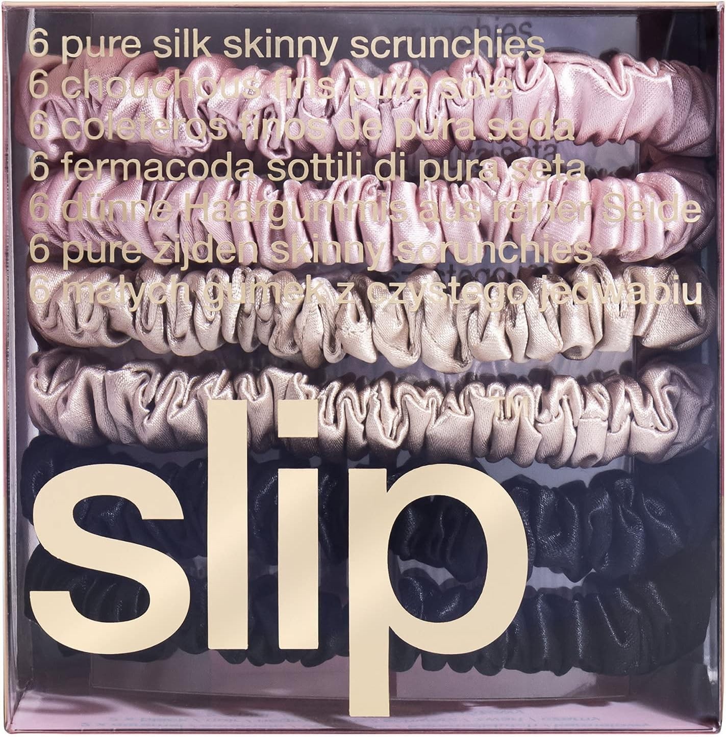 Slip Silk Skinnie Scrunchies Set Pure Mulberry Silk Hair Ties Pack of 6
