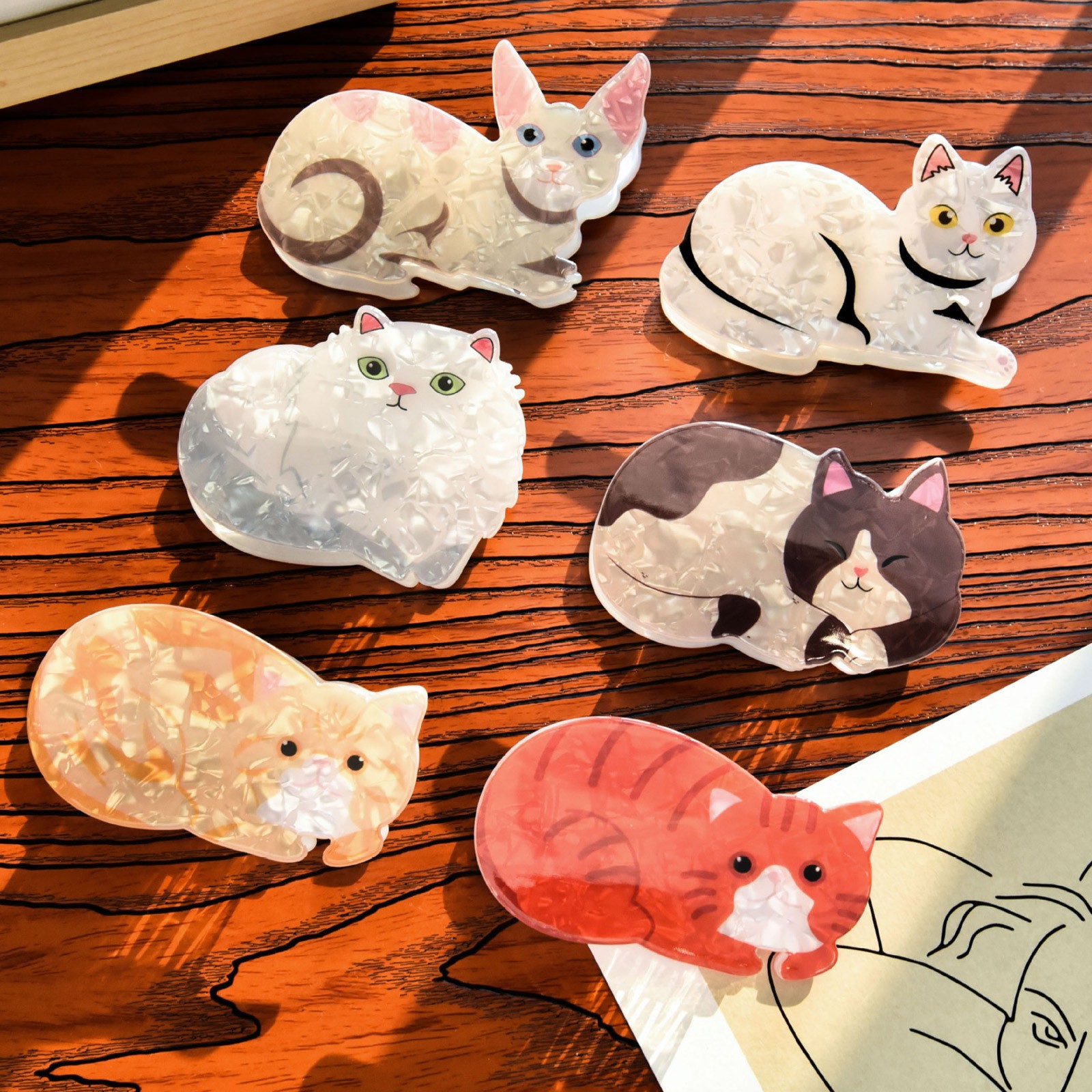 6PCS Cat Hair Claw Clips Animal Hollow Shark Clip Accessory Women Christmas Gift