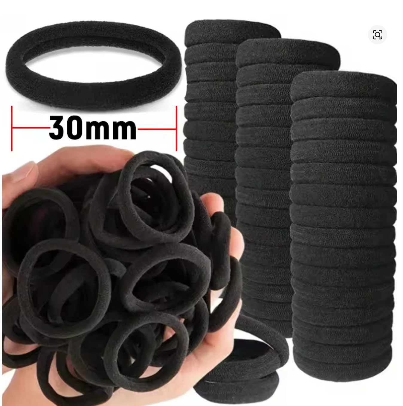 50/100pcs Black Basic Hair Bands Women Girls Simple High Elastic Rubber Ropes Sc