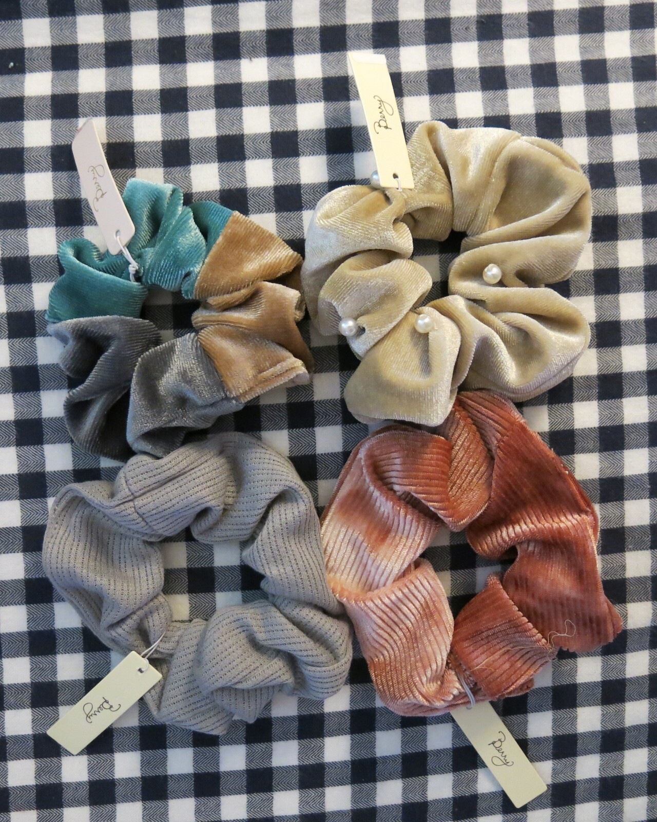 NEW Berry Hair Scrunchies 4 colorful soft ponytail wrap hair bands NWT