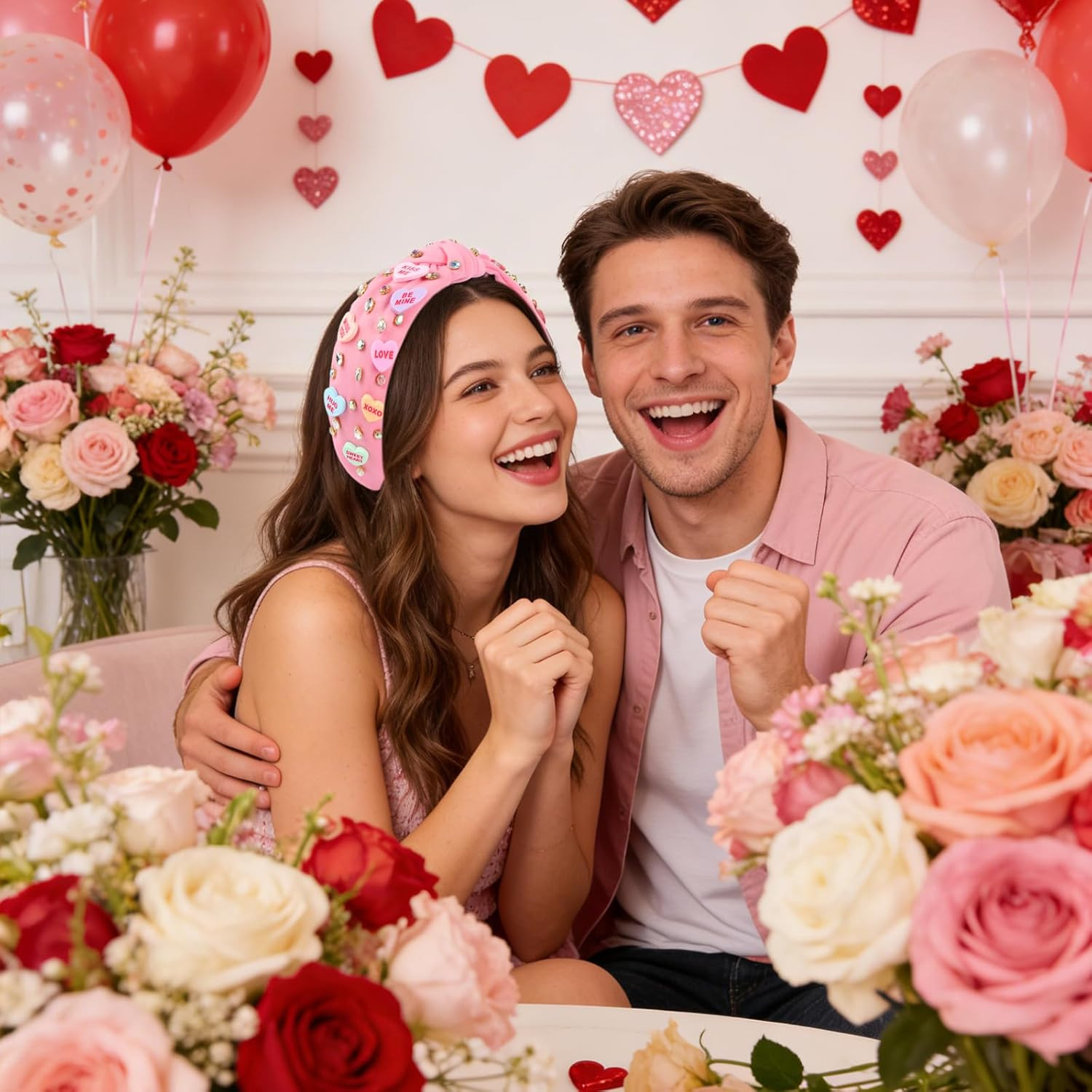 Valentines Headbands for Women Teen Girls, XOXO Love Heart Headband, Valentines