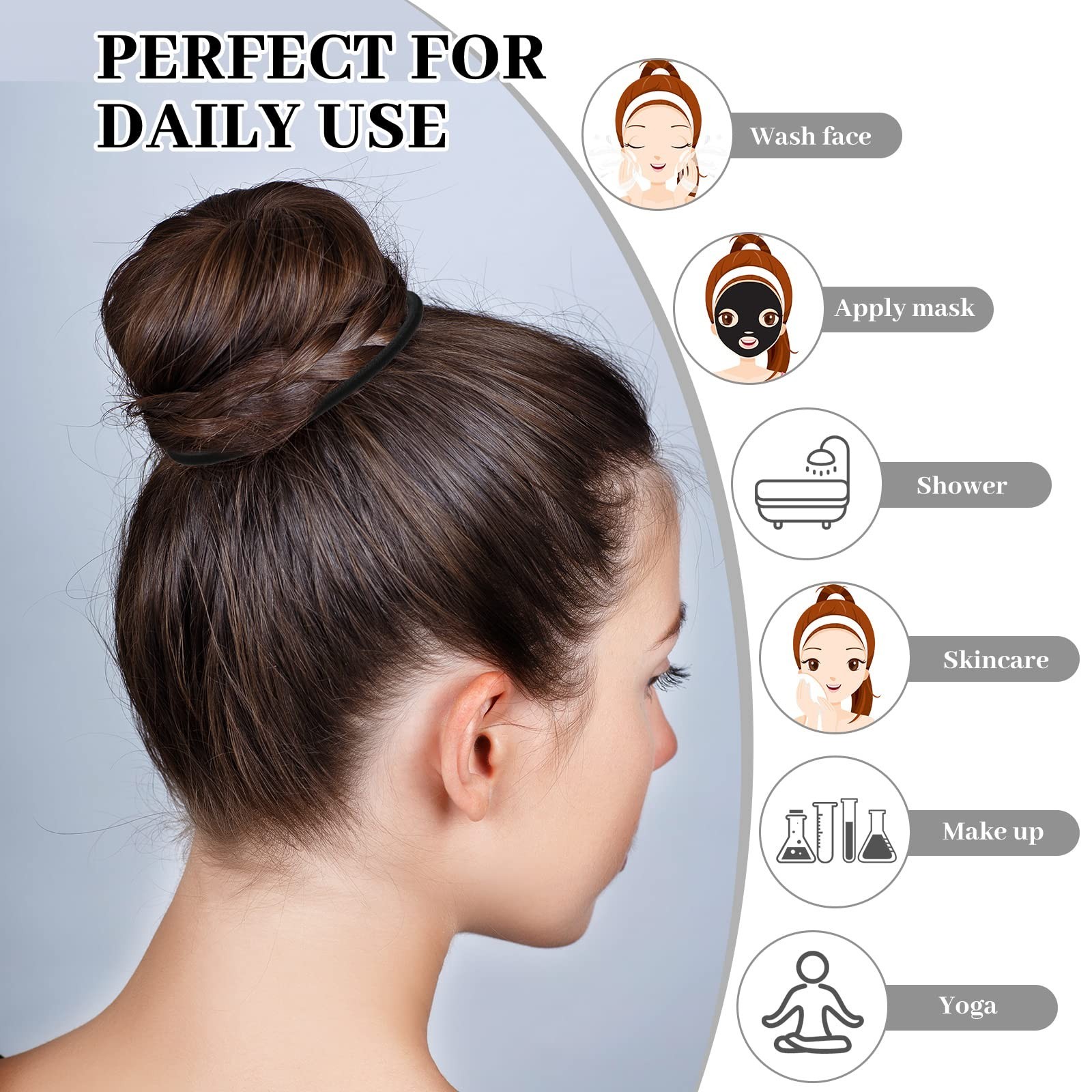 80 Count Extra Long Hair Ties for Thick Curly Hair – No Metal Elastic Ponytail H