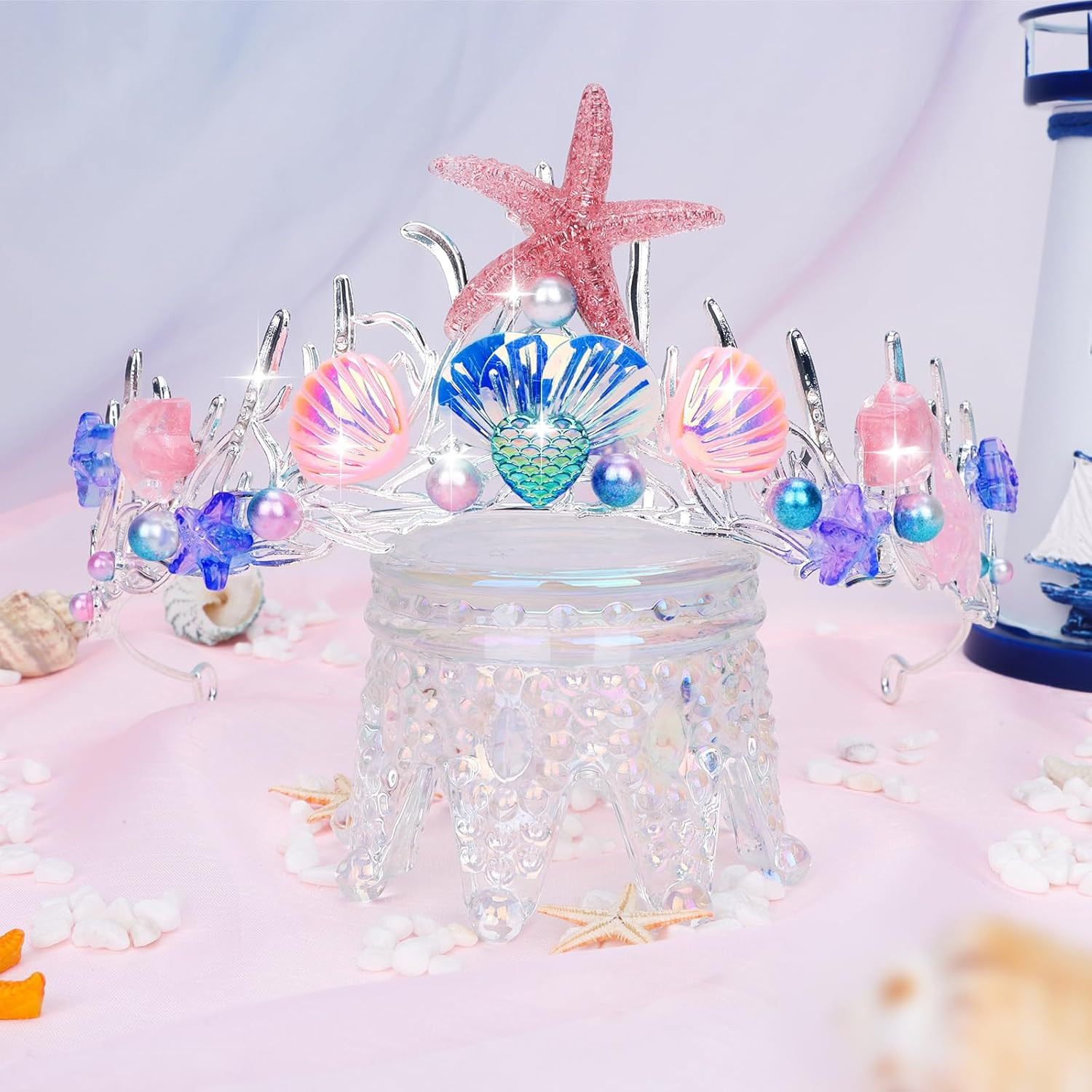 Mermaid Crown for Women Starfish Tiara Seashell Crown Mermaid Party Birthday Dec