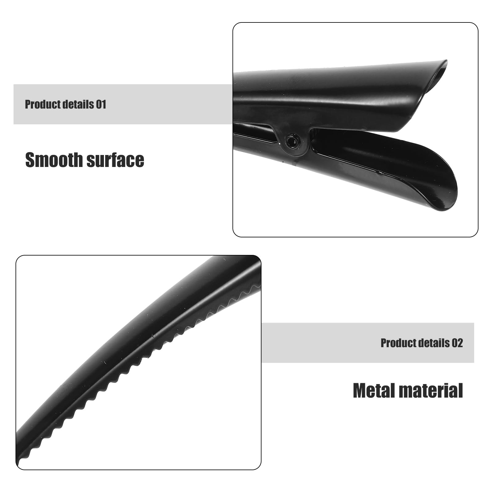 3 PCS Alligator Hair Clips Metal Non Slip With Teeth Styling Accessories Black