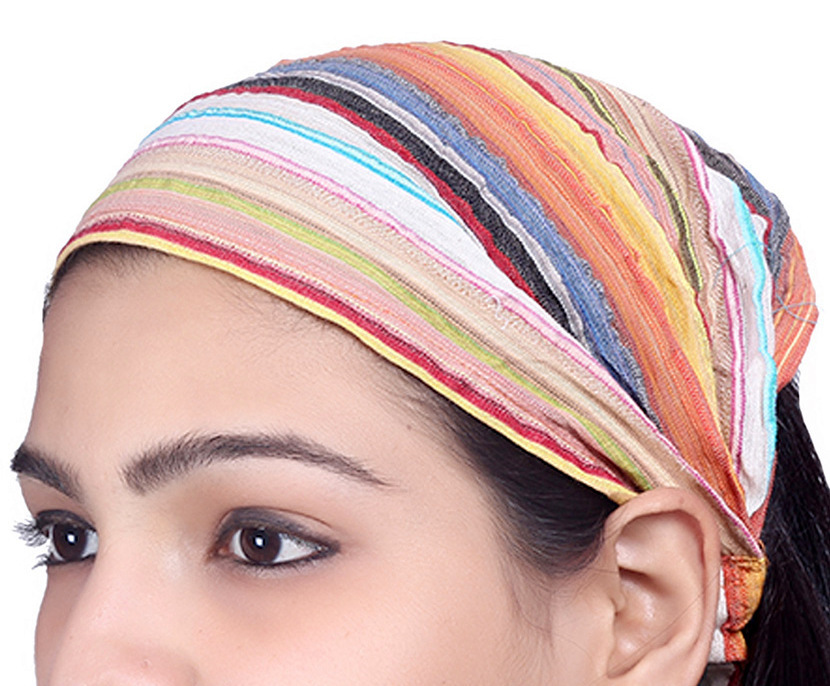 US STOCK 10 Pieces Women Cotton Headband Striped Wide Hairband Lot Bandana Yoga