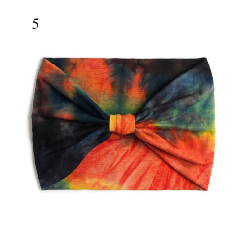 Headband for Women Boho Tie Dye Yoga Wide Knotted Sport Head Wraps Turban
