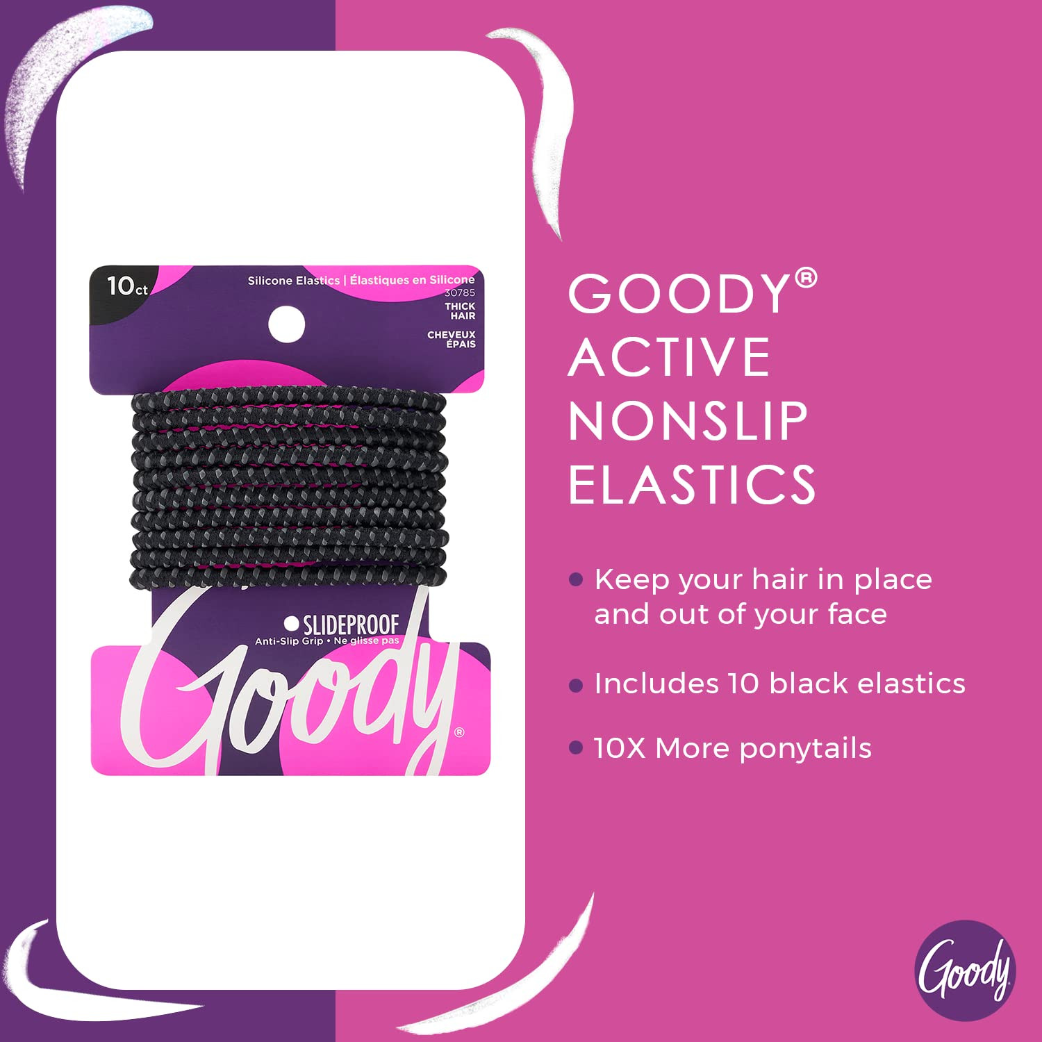 Hair Ties Nonslip Elastic Black 4mm Ouchless For Medium Hair 10 Count Ponytails