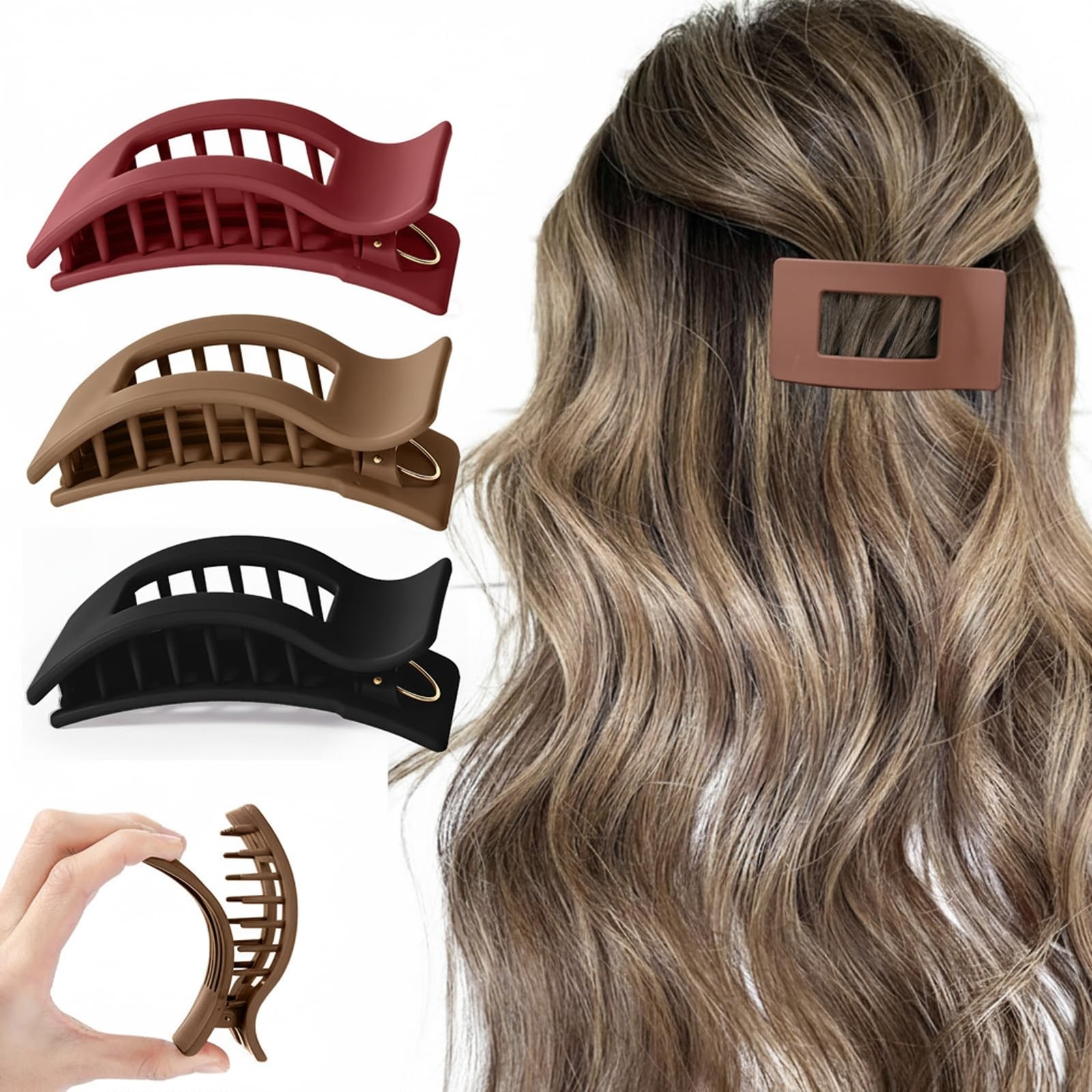 amader hair claw clips 4 inch 3-pack blackorange